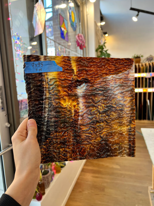 Brown Mixed Ripple Uroboros Sheet Glass Colorado Glassworks F19 (9x9.5in)