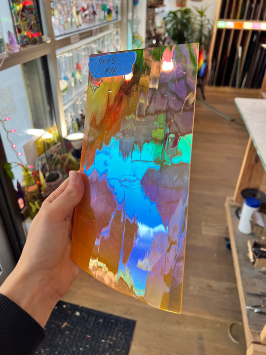 Dichoric Rainbow Orange Lamberts Mouth Blown Glass (Surface Scratches) Colorado Glass Works