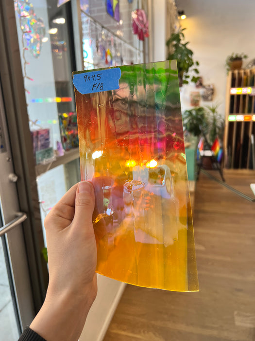 Dichoric Rainbow Orange Lamberts Mouth Blown Glass (Surface Scratches) Colorado Glass Works