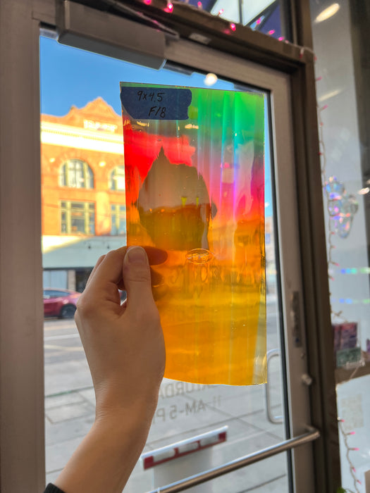 Dichoric Rainbow Orange Lamberts Mouth Blown Glass (Surface Scratches) Colorado Glass Works