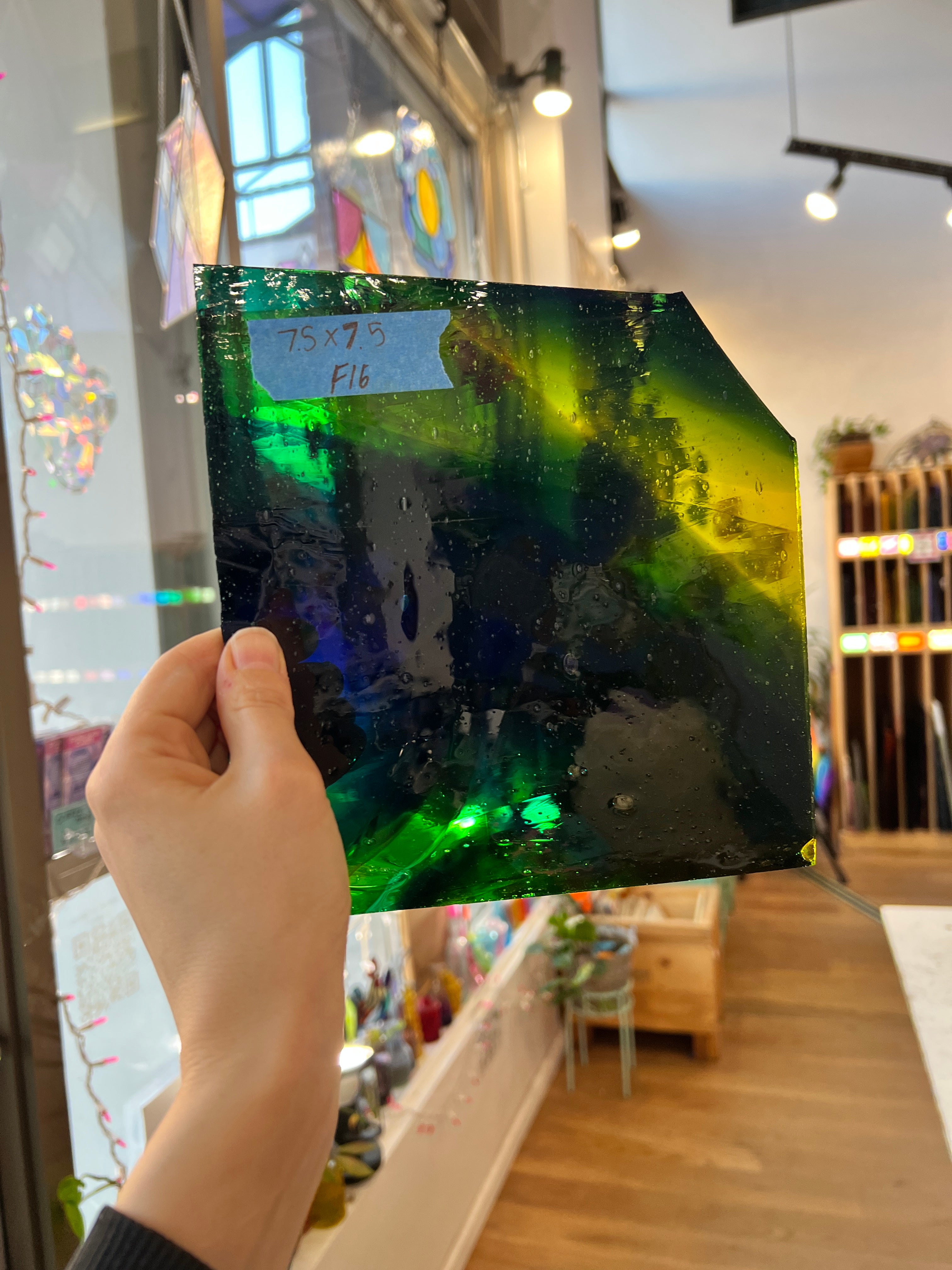 Green Blue Mixed Mouth Blown Lamberts Sheet Glass Colorado Glassworks