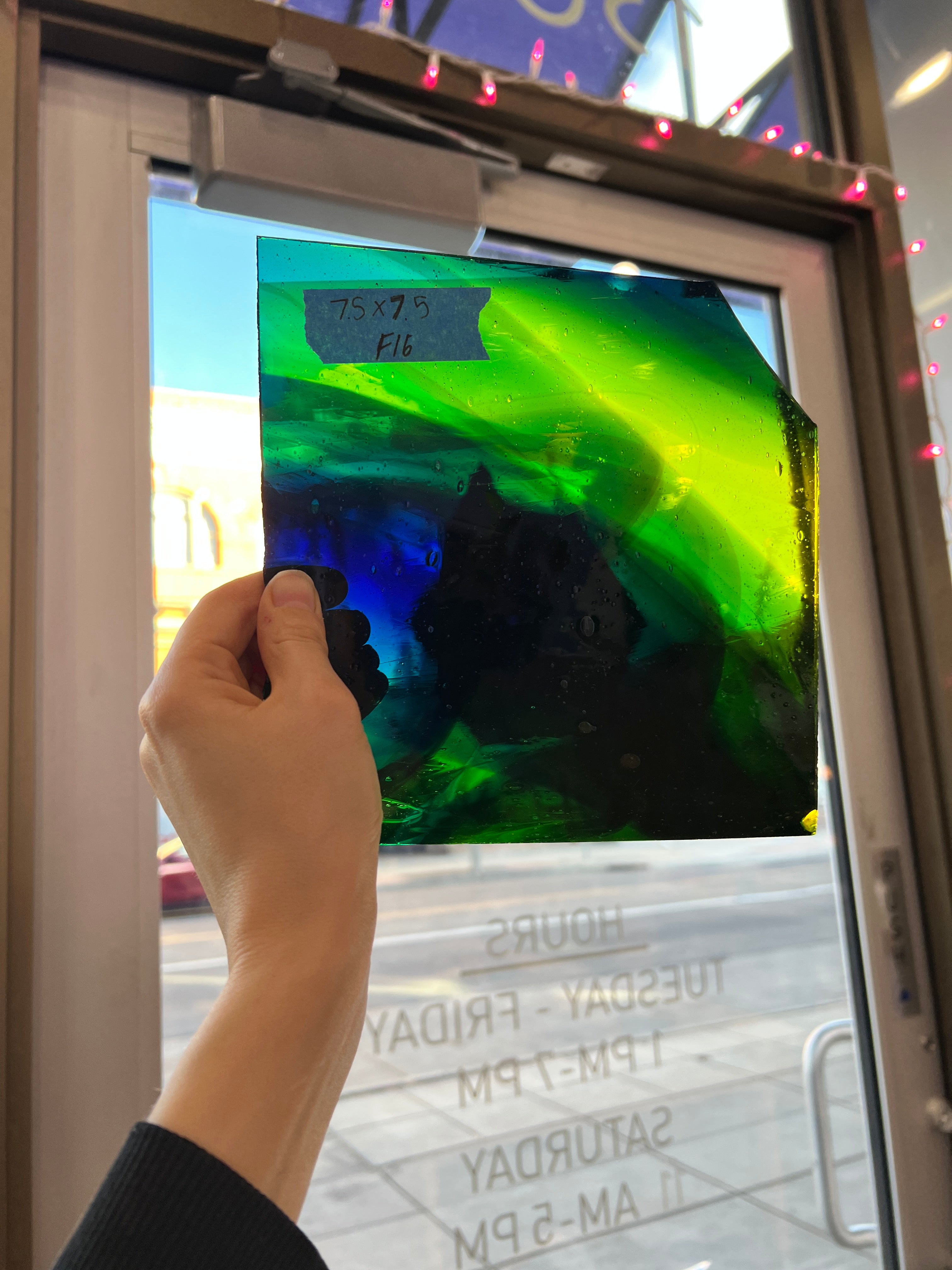 Green Blue Mixed Mouth Blown Lamberts Sheet Glass Colorado Glassworks