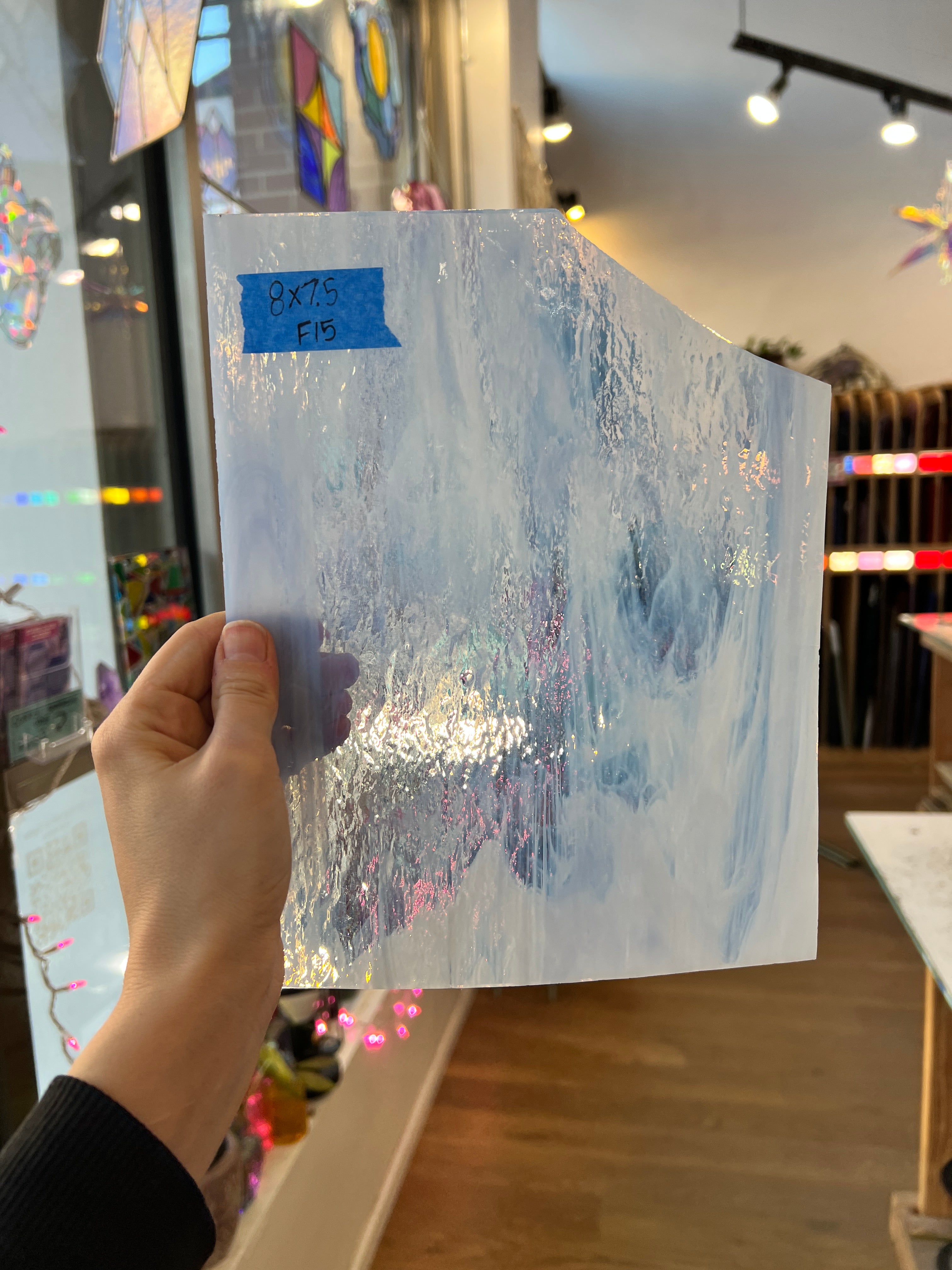 White Corsica Wispy Spectrum Sheet Glass Colorado Glassworks