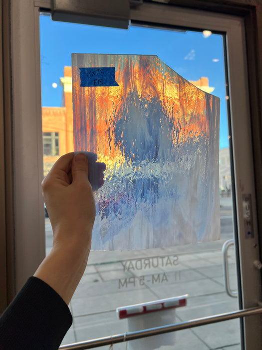 White Corsica Wispy Spectrum Sheet Glass Colorado Glassworks