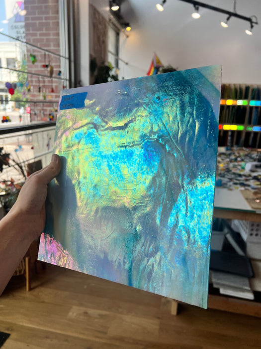 Blue White Iridescent Wissmach Fusible 96 COE Sheet Glass Colorado Glassworks   