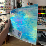 Blue White Iridescent Wissmach Sheet Glass Colorado Glassworks
