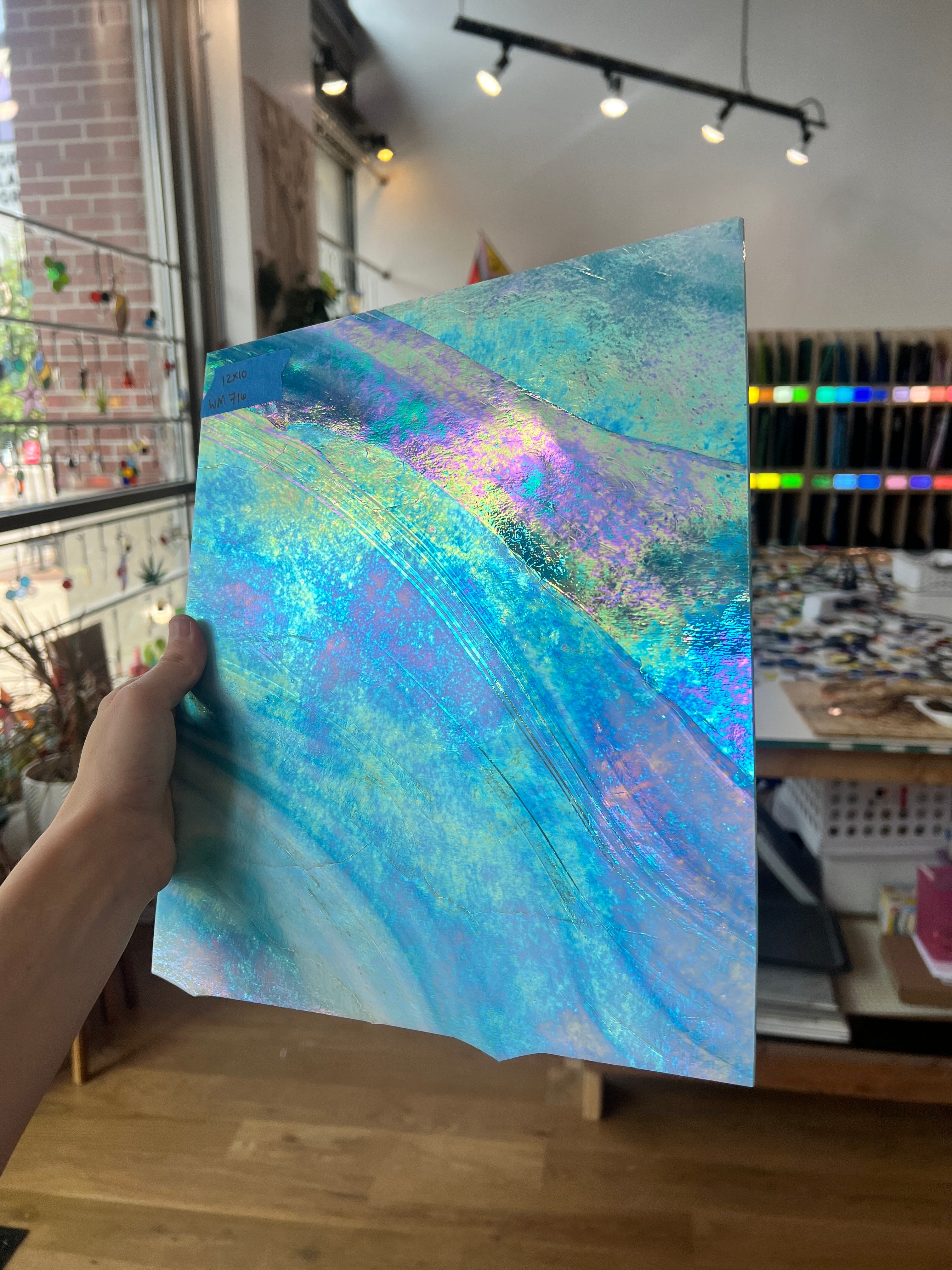 Blue White Iridescent Wissmach Sheet Glass Colorado Glassworks