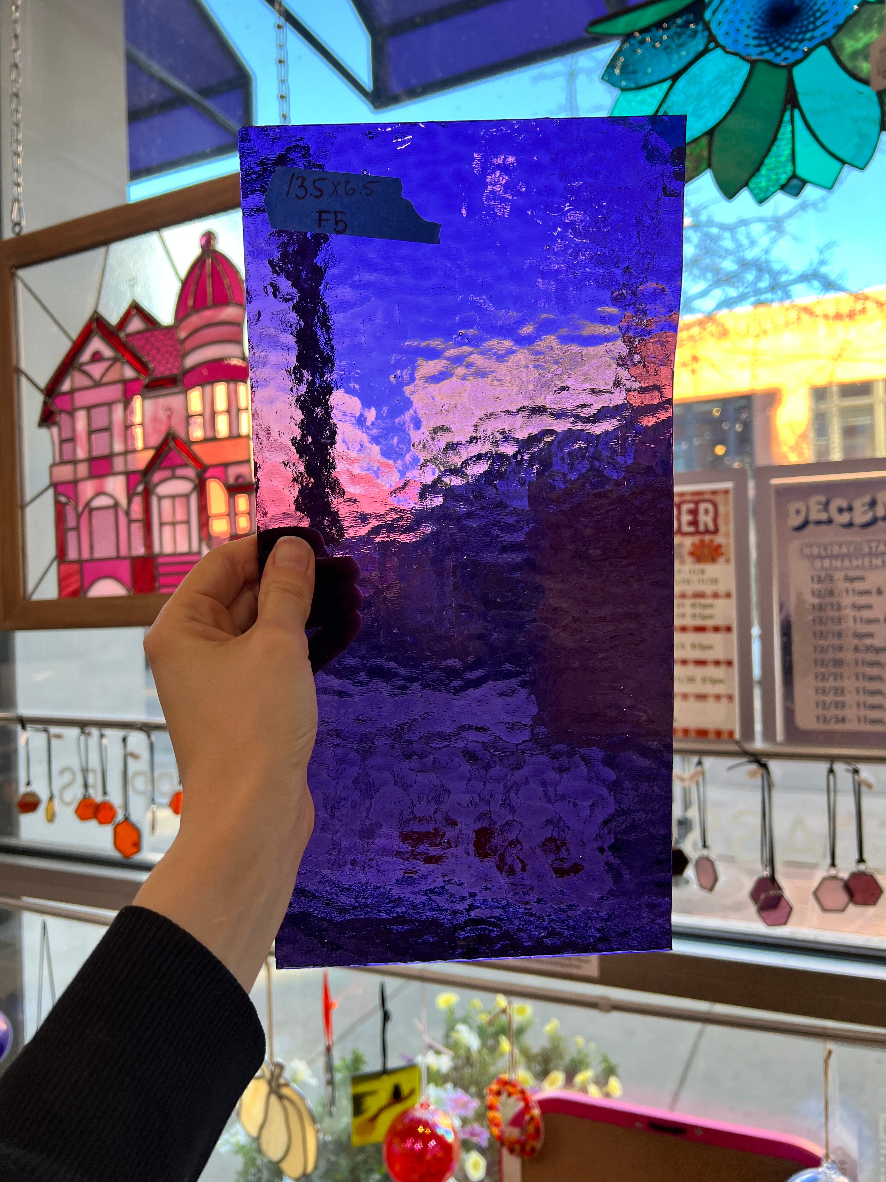 Purple Textured Transparent Sheet Glass Unknown