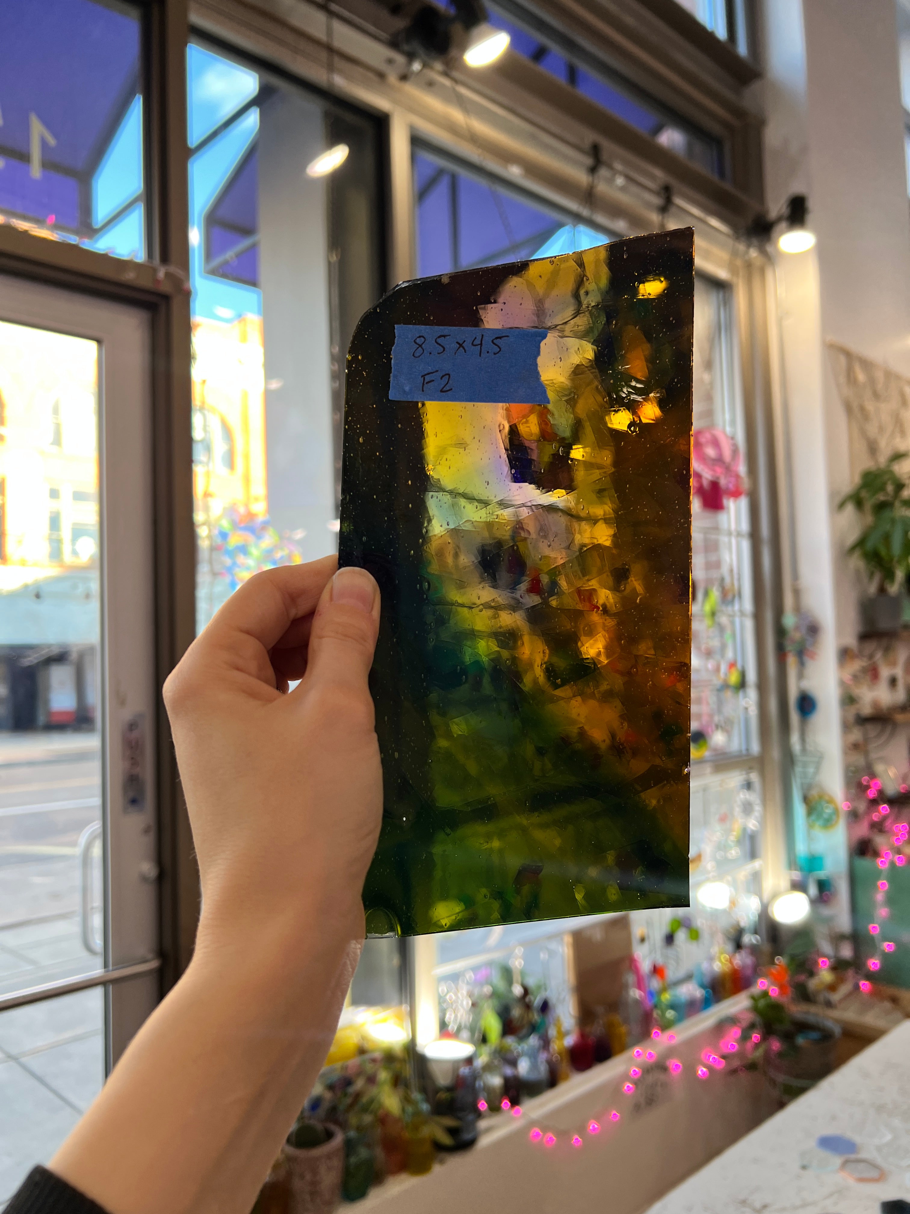 Rainbow Mouth blown Lamberts Sheet Glass Colorado Glassworks F2 (8.5x4.5in)