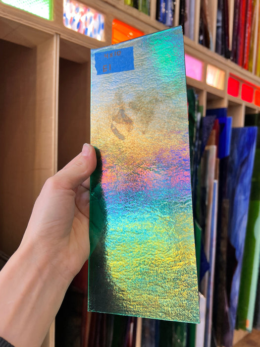 Bullseye Emerald Teal Iridescent 90 COE Sheet Glass Colorado Glassworks