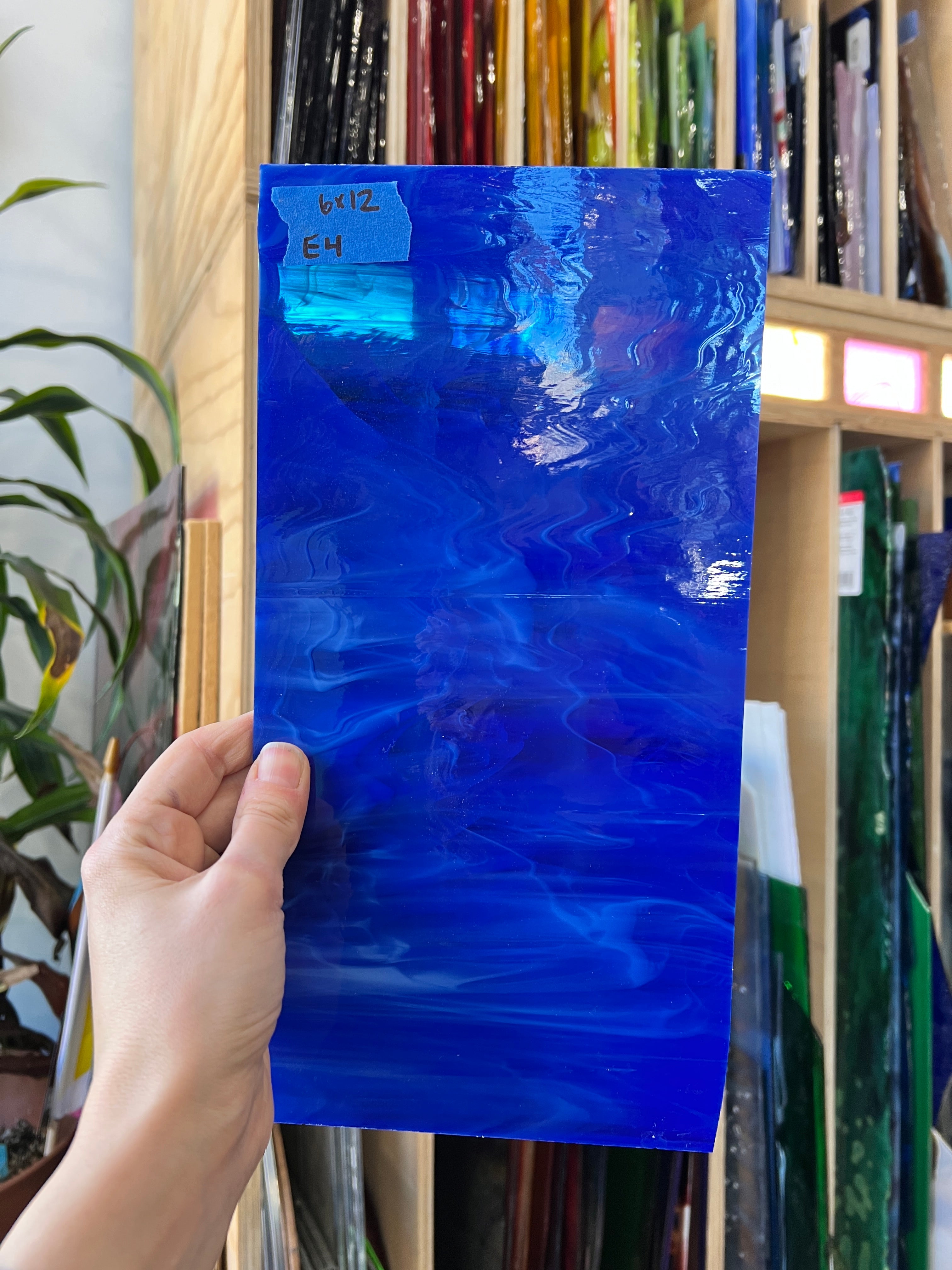 Wispy Blue Spectrum Sheet Glass Colorado Glassworks