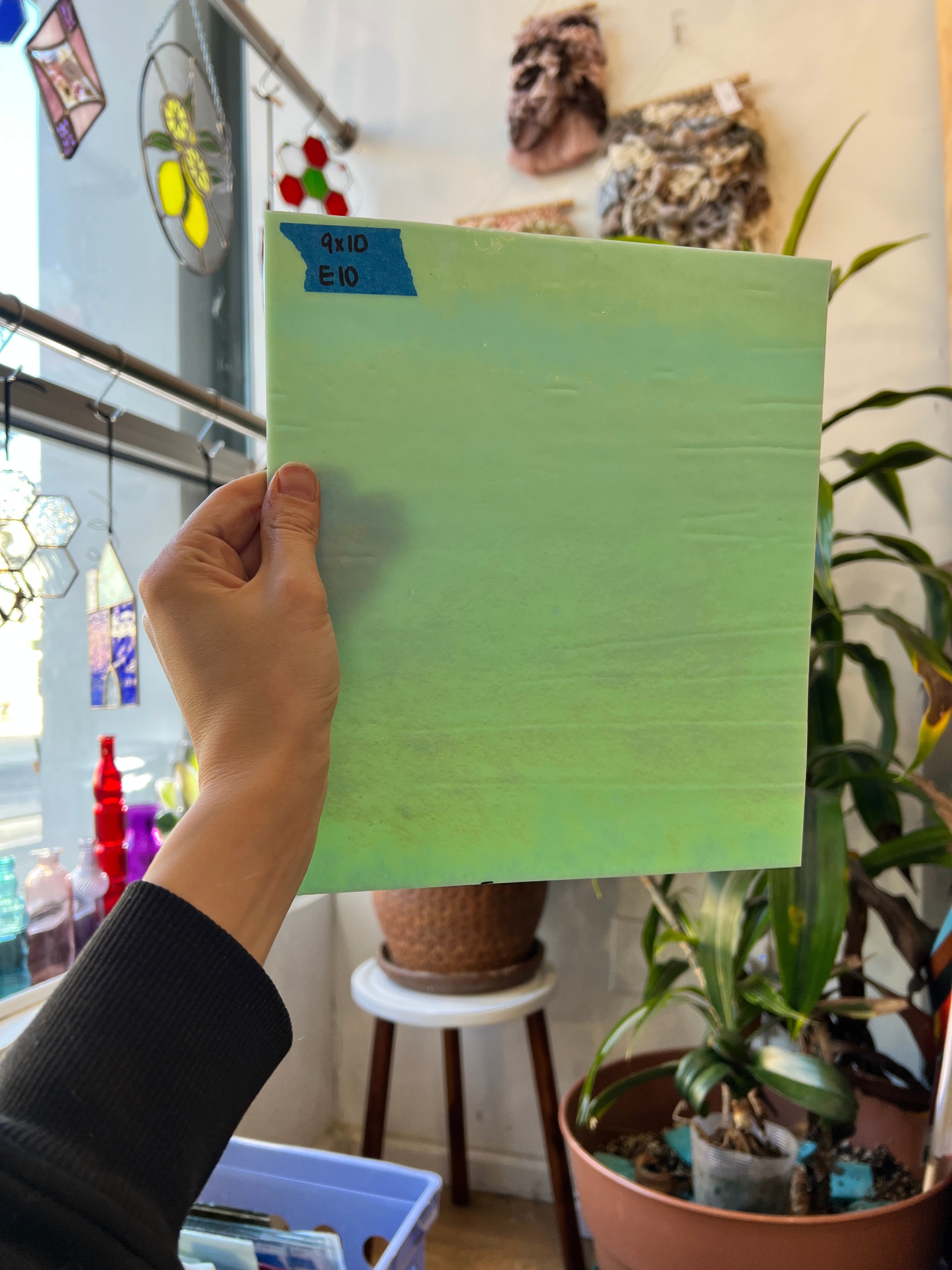 Mint Green Iridescent Wissmach Fusible 96 COE Sheet Glass Colorado Glassworks