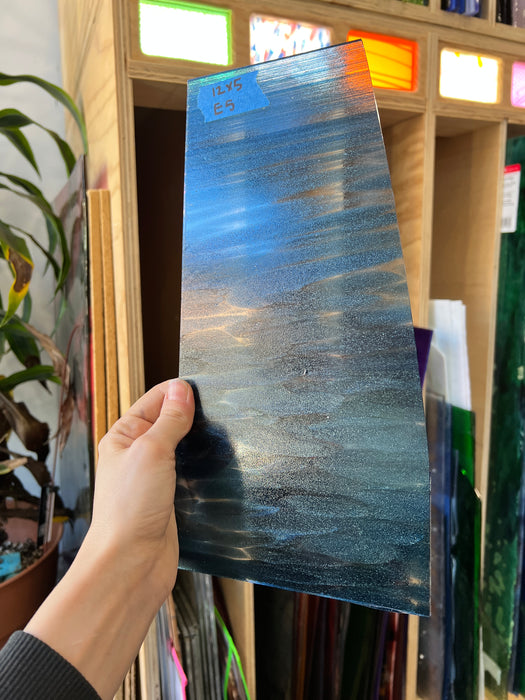 Odyssey Oceanside Fusible 96 COE (blue glittery) Sheet Glass Colorado Glassworks