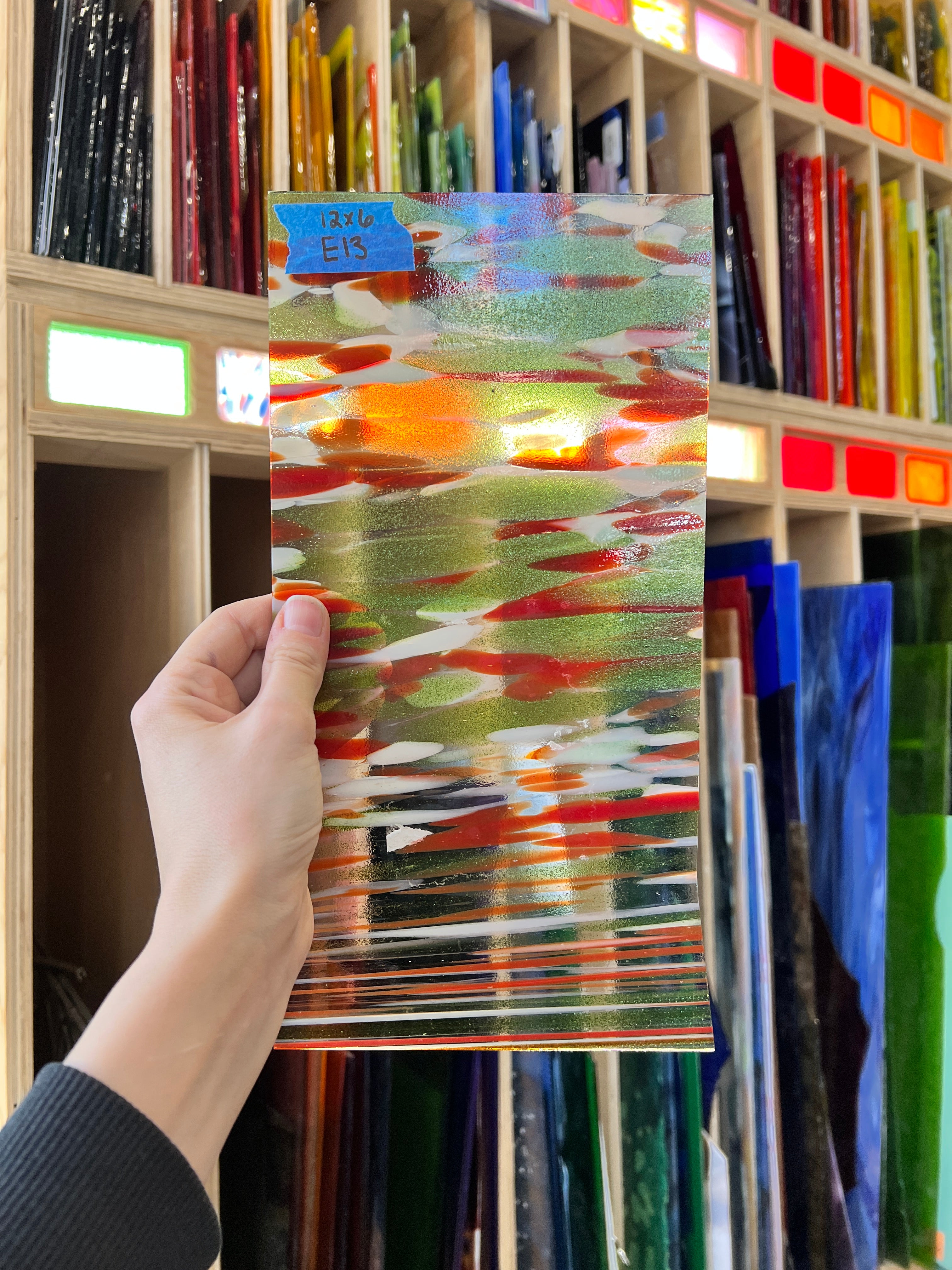 Holiday Fiesta Fuser's Reserve by Oceanside Fusible 96 COE Sheet Glass Colorado Glassworks E13 (12x6in)