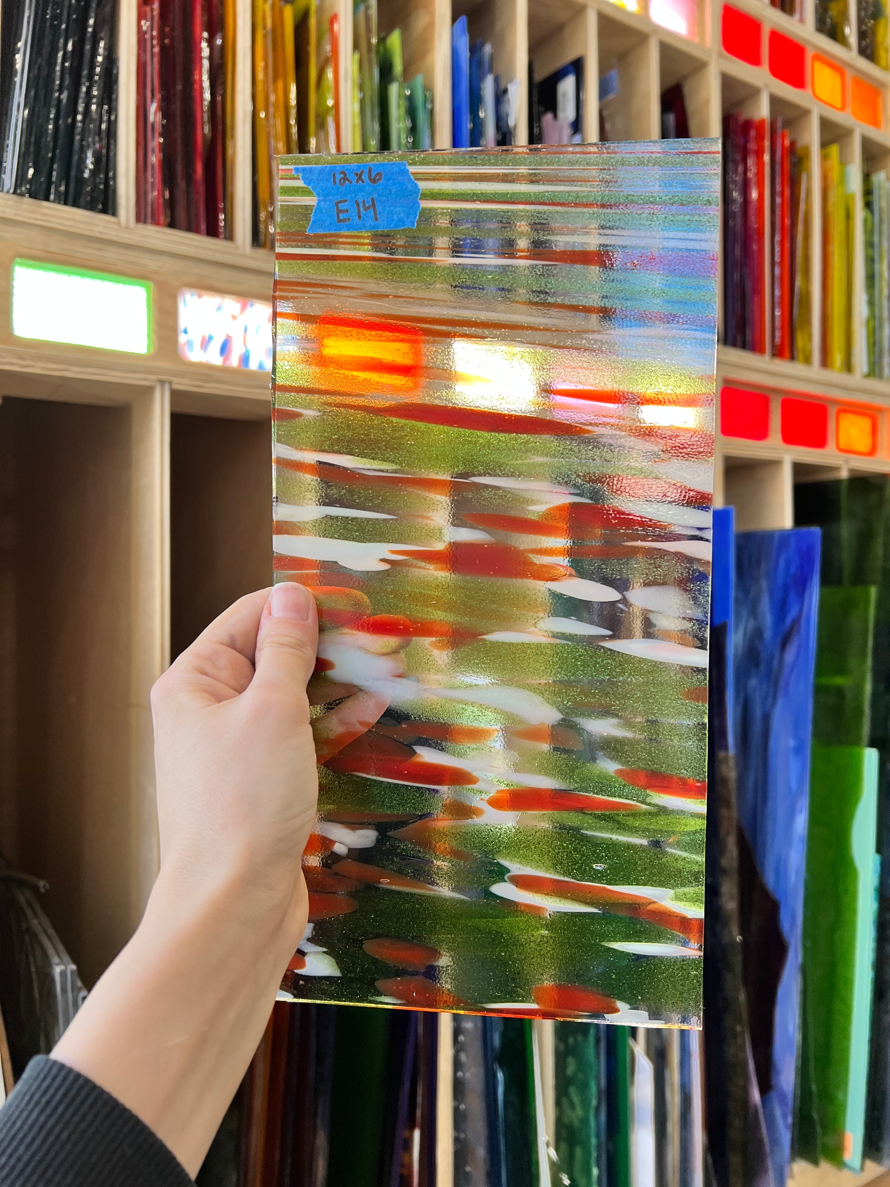 Holiday Fiesta Fuser's Reserve by Oceanside Fusible 96 COE Sheet Glass Colorado Glassworks E14 (12x6in)