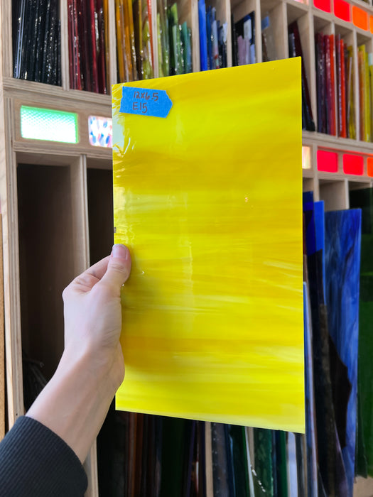 Yellow and White Wispy Vintage Spectrum Sheet Glass Colorado Glassworks