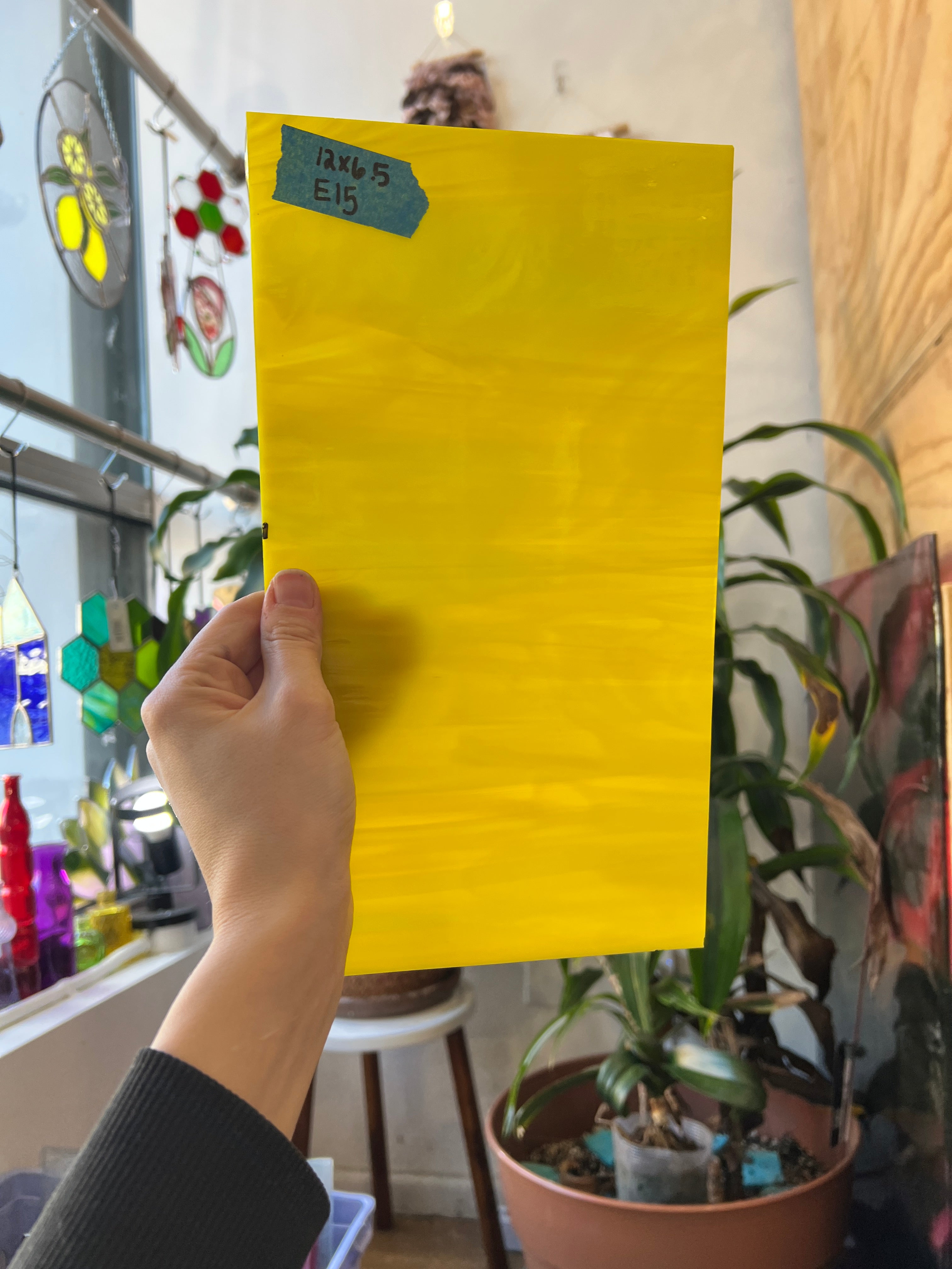 Yellow and White Wispy Vintage Spectrum Sheet Glass Colorado Glassworks