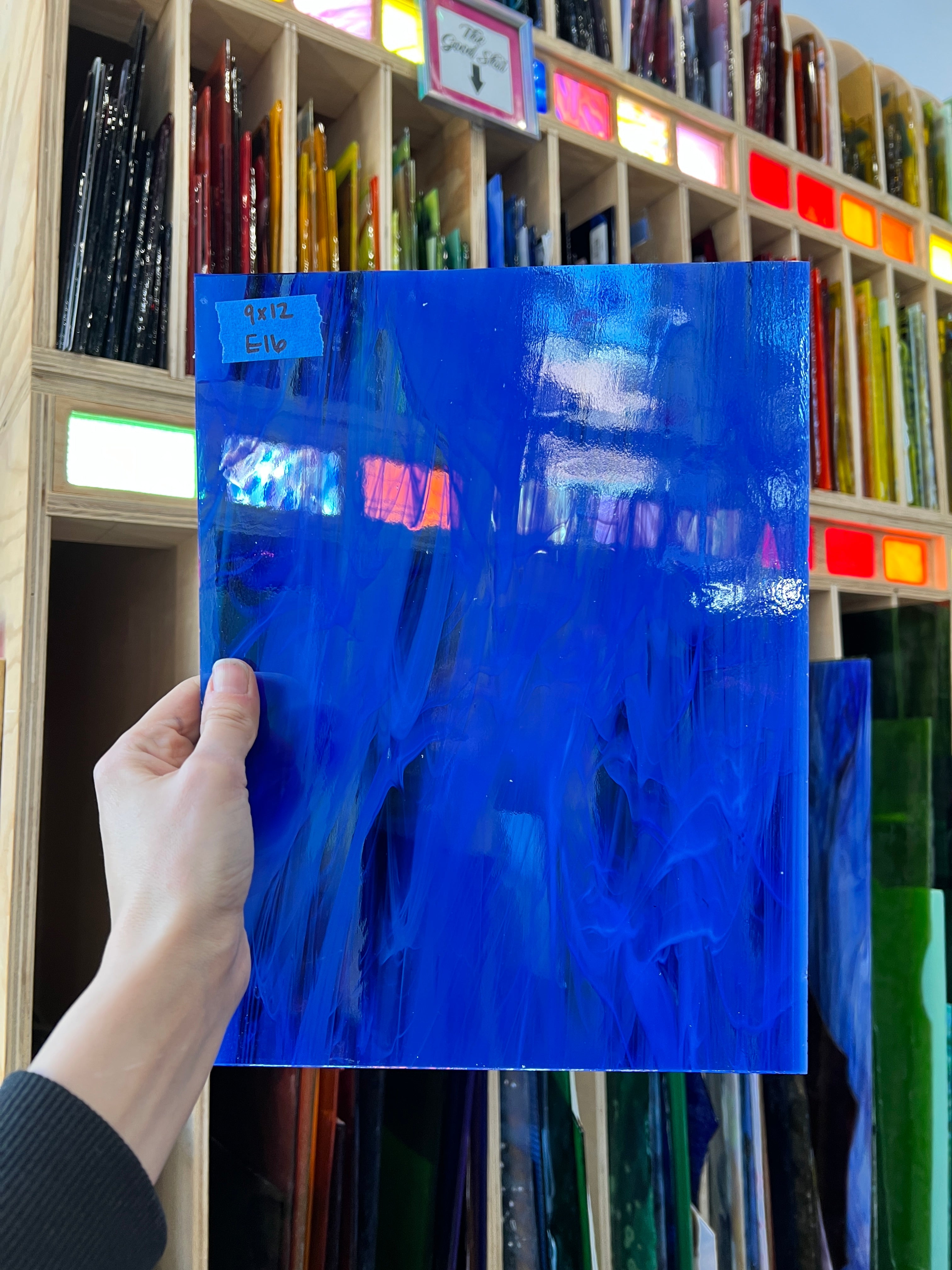 Dark Blue Wispy Spectrum Sheet Glass Bullseye E16 (9x12in)