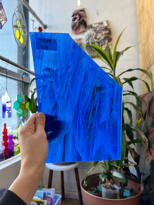 Dark Blue Wispy Spectrum Sheet Glass Bullseye