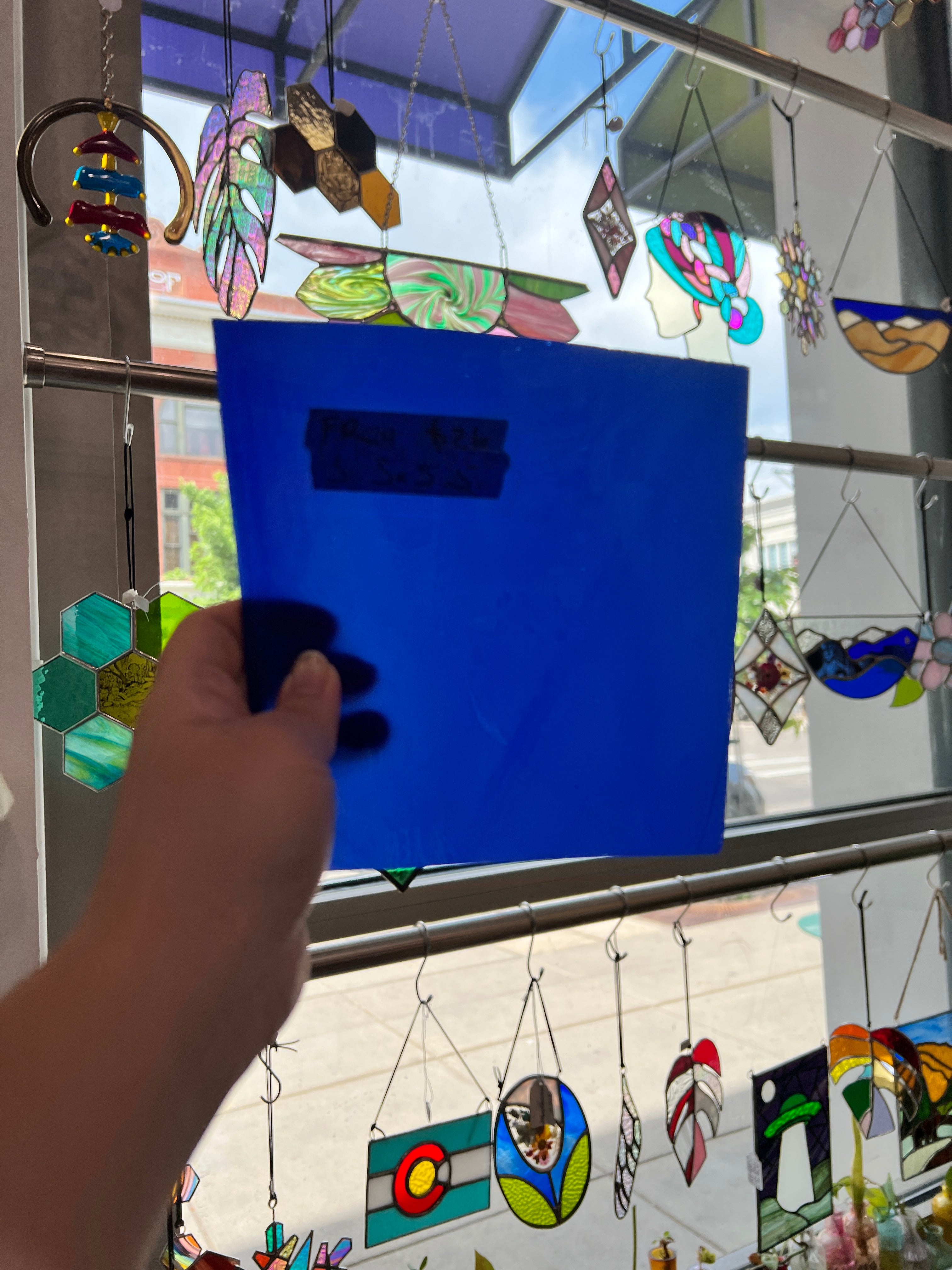 Mouth Blown Flash Glass Opaque Dark Blue Fremont Sheet Glass Colorado Glassworks