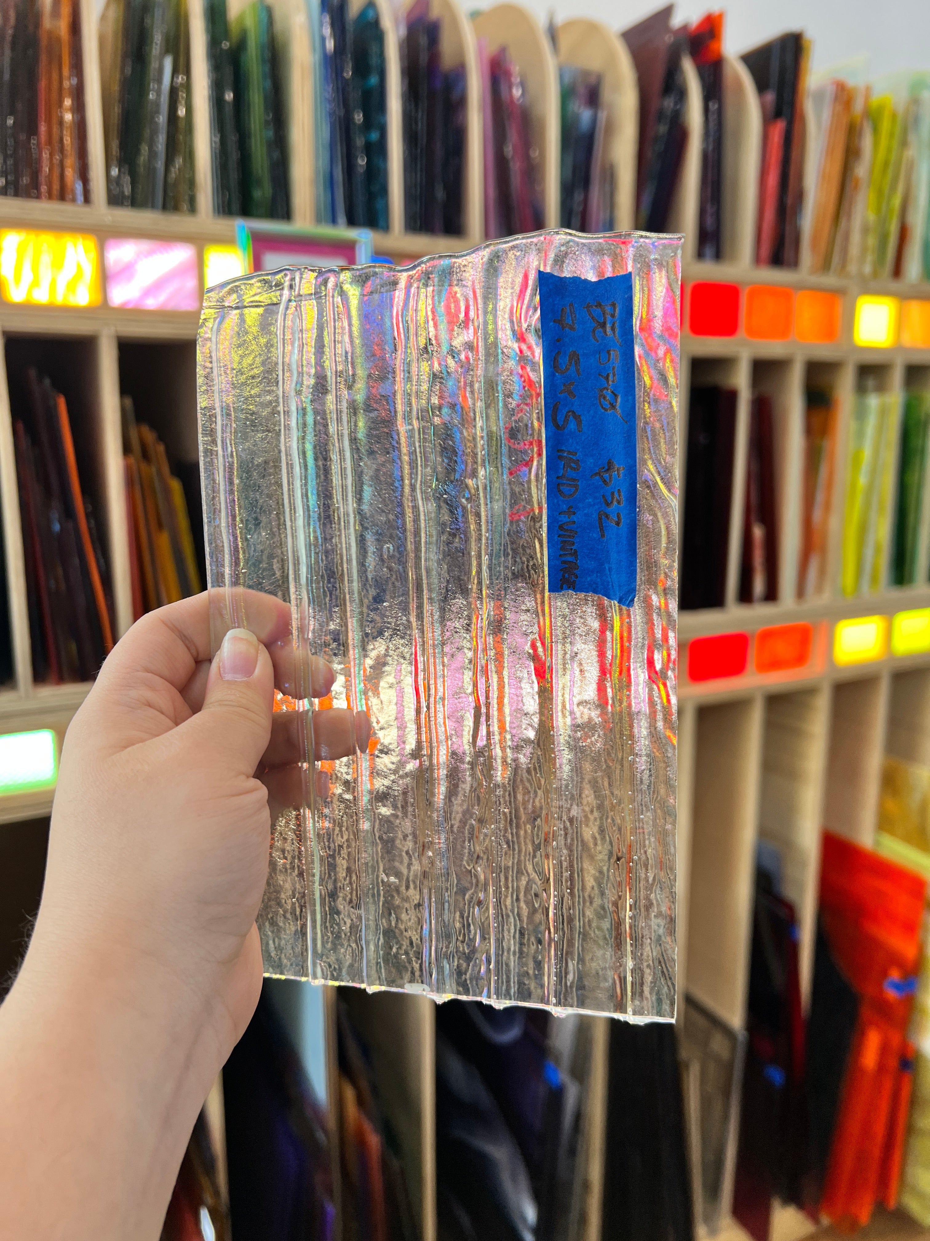 Vintage Iridescent Clear Bullseye Sheet Glass Bullseye BE570 (7.5x5in)