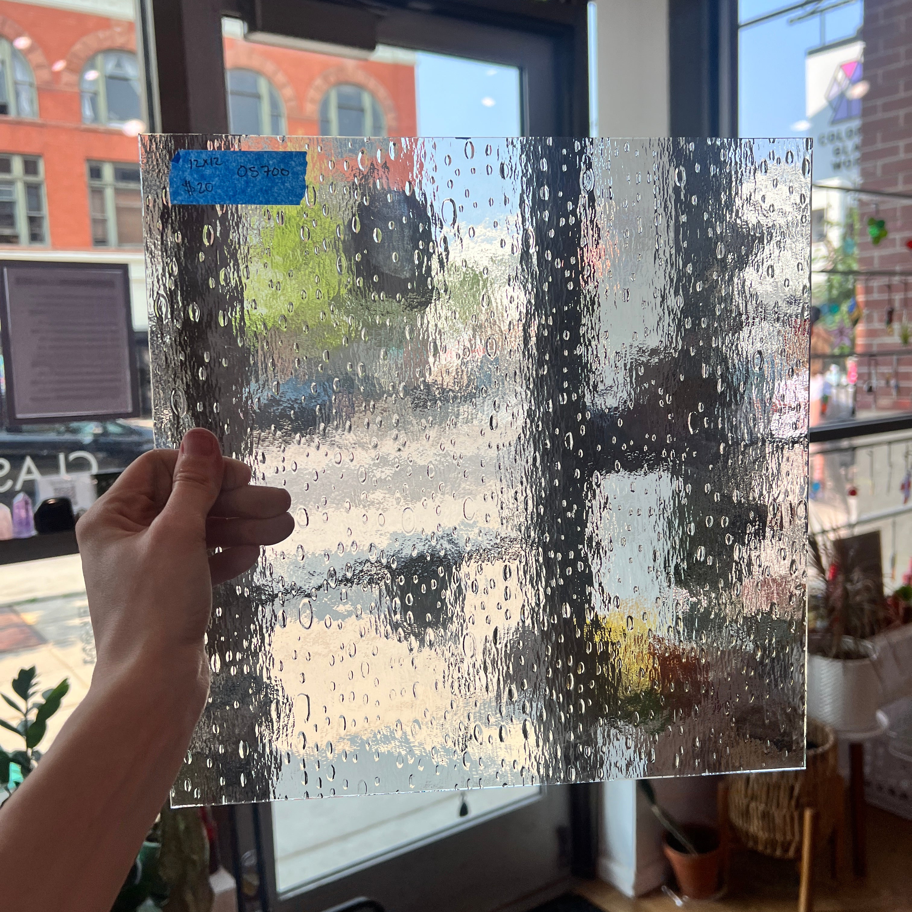 Rainwater Textured Clear Oceanside Fusible 96 COE (100RW-F) Sheet Glass Colorado Glassworks