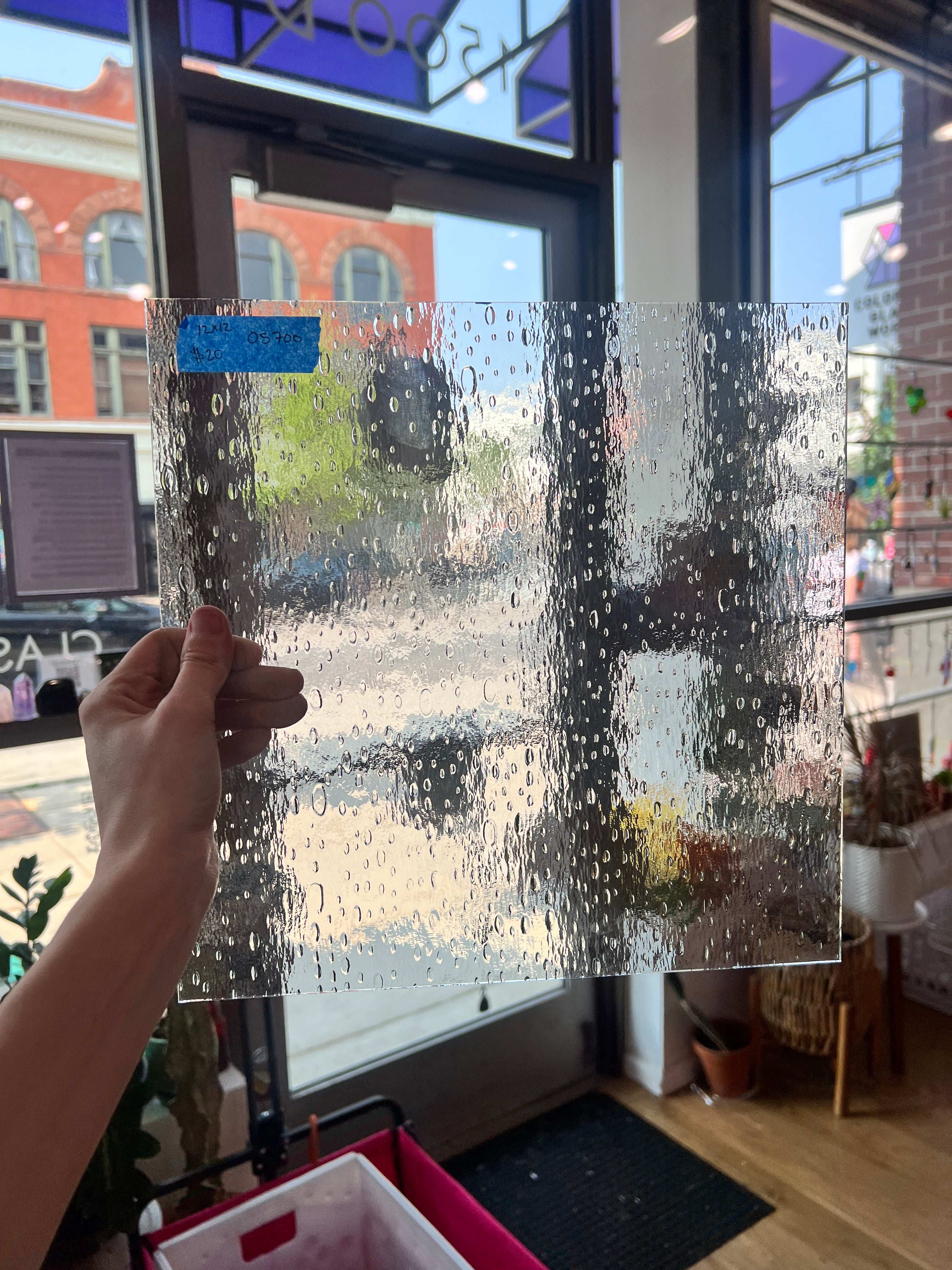 Rainwater Textured Clear Oceanside Fusible 96 COE (100RW-F) Sheet Glass Colorado Glassworks