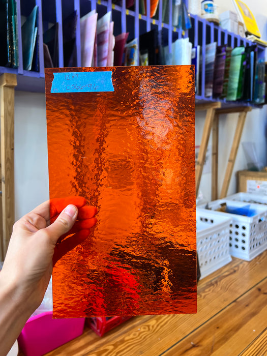 Orange Rough Rolled Oceanside Fusible 96 COE Sheet Glass Colorado Glassworks   