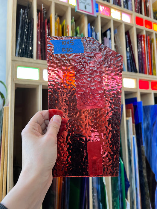 Cranberry Pink Transparent English Muffle Wissmach Sheet Glass Wissmach