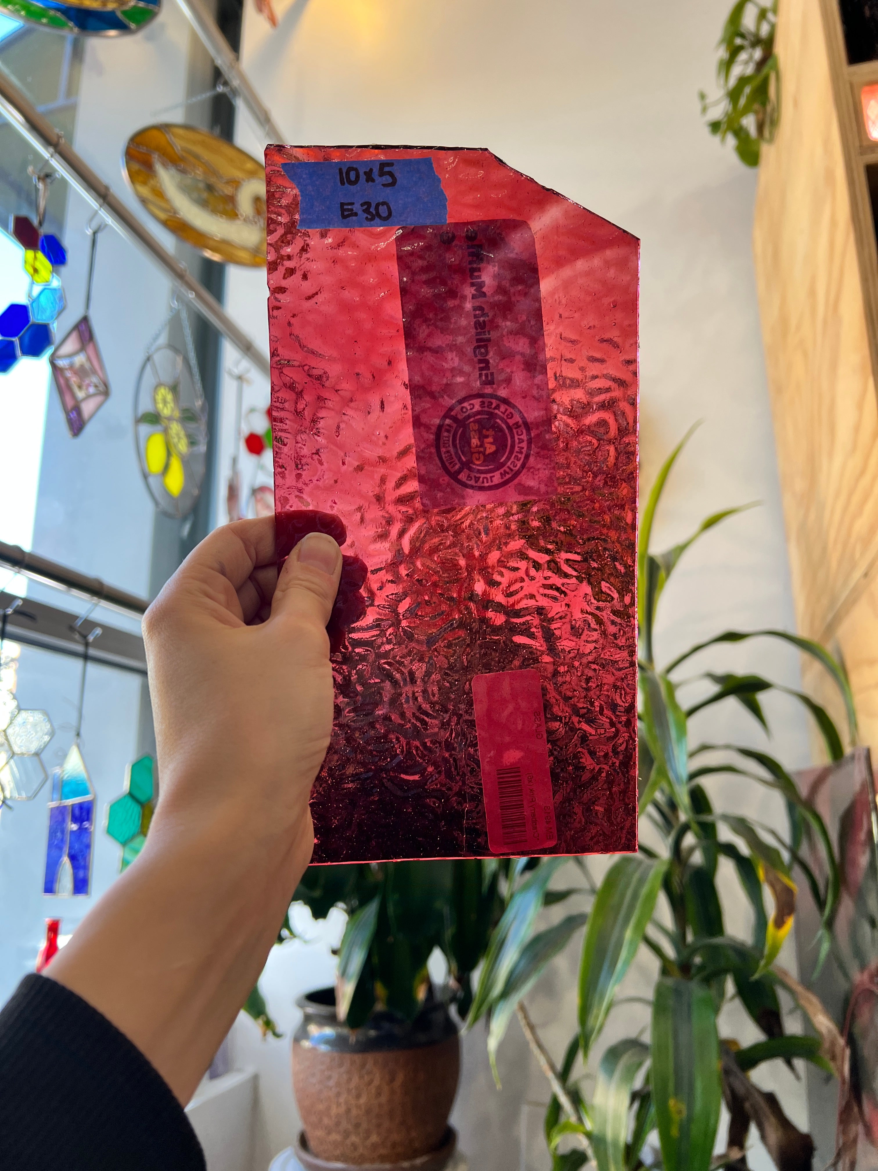 Cranberry Pink Transparent English Muffle Wissmach Sheet Glass Wissmach E30 (10x5in)