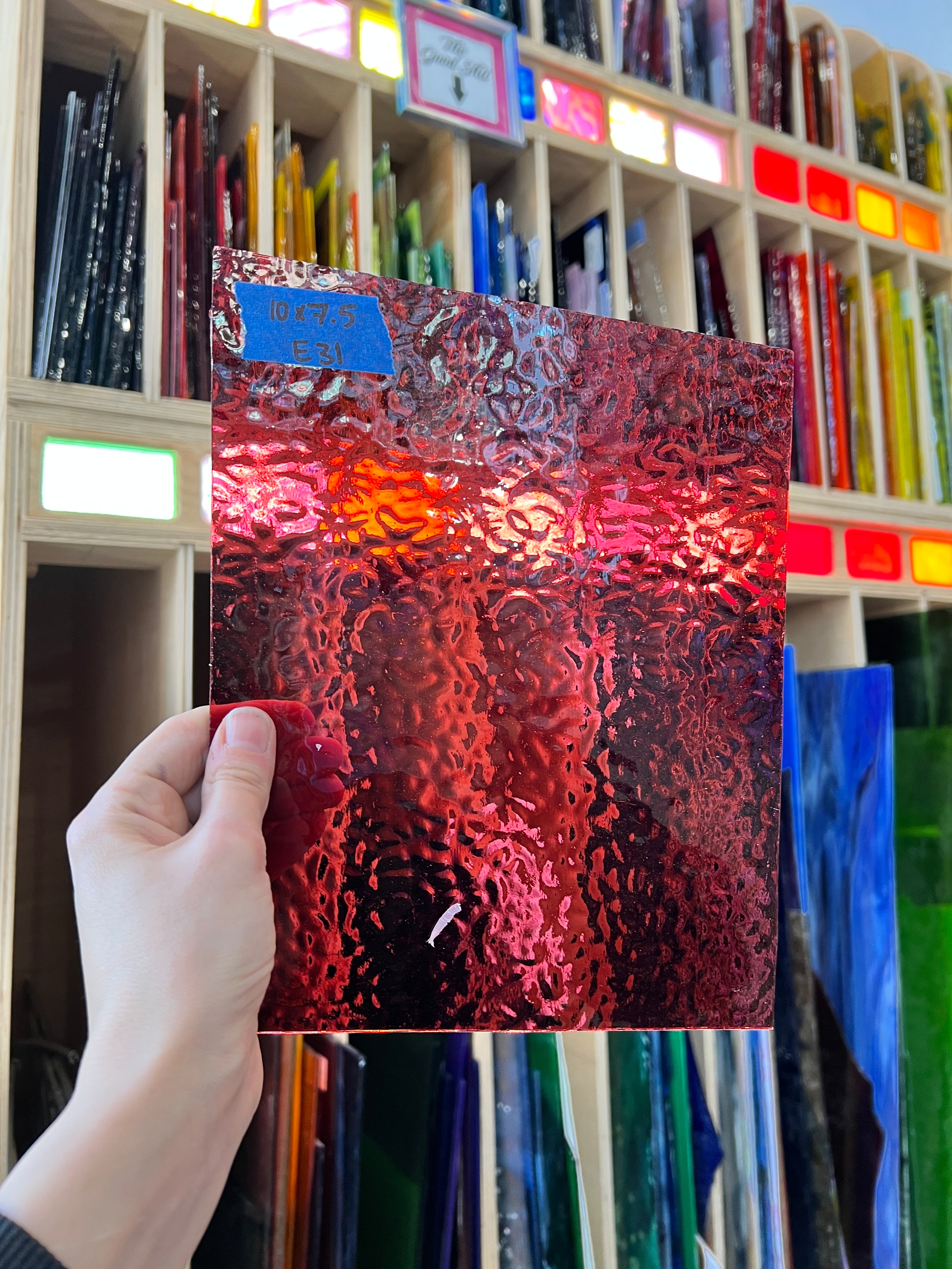 Cranberry Pink Transparent English Muffle Wissmach Sheet Glass Wissmach