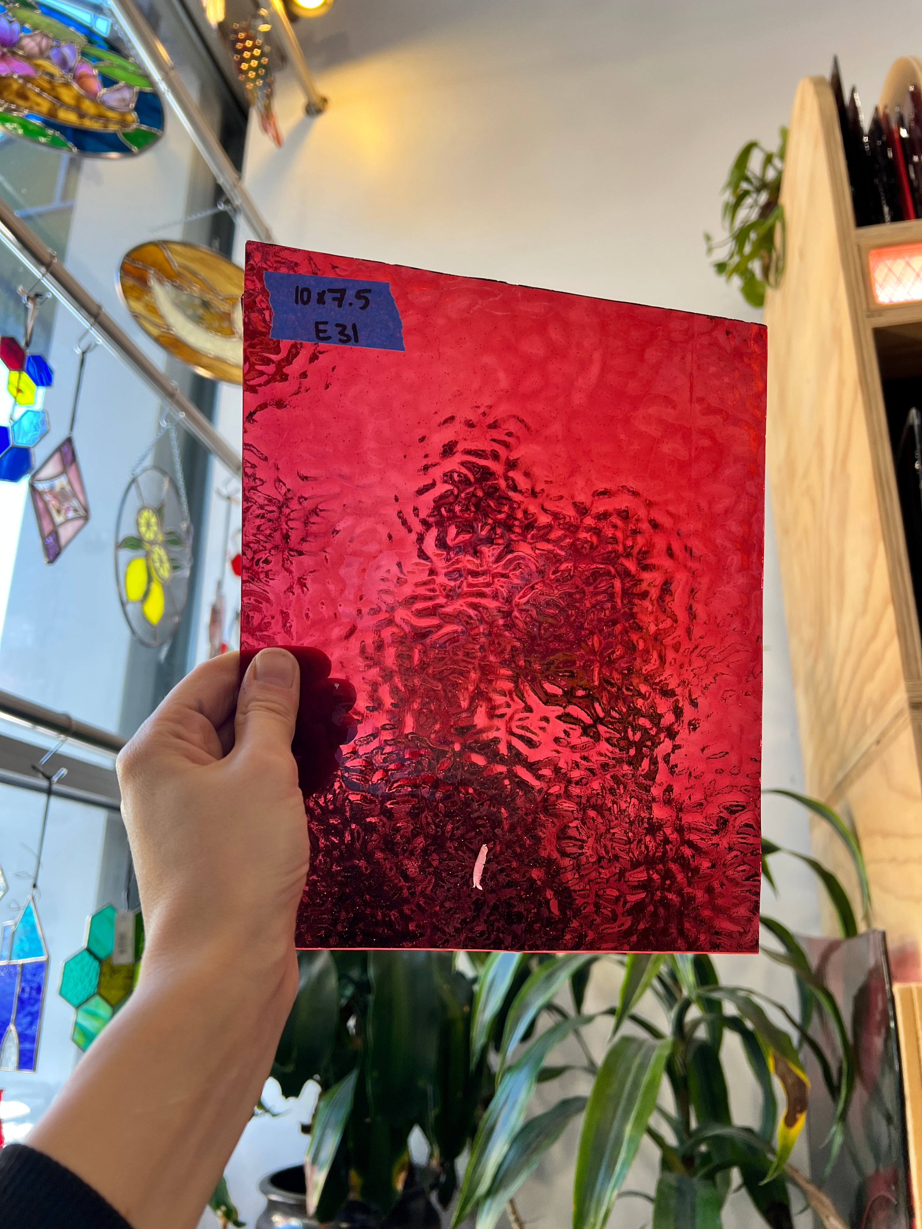 Cranberry Pink Transparent English Muffle Wissmach Sheet Glass Wissmach E31 (10x7.5in)