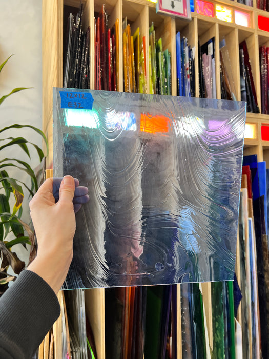 Vintage Blue Transparent Baroque Spectrum Sheet Glass Colorado Glass Works