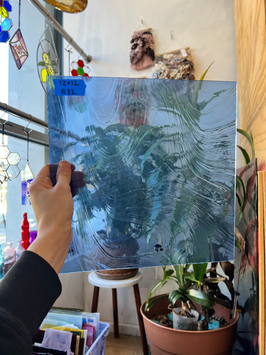 Vintage Blue Transparent Baroque Spectrum Sheet Glass Colorado Glass Works 12x12in (SP-58609965)