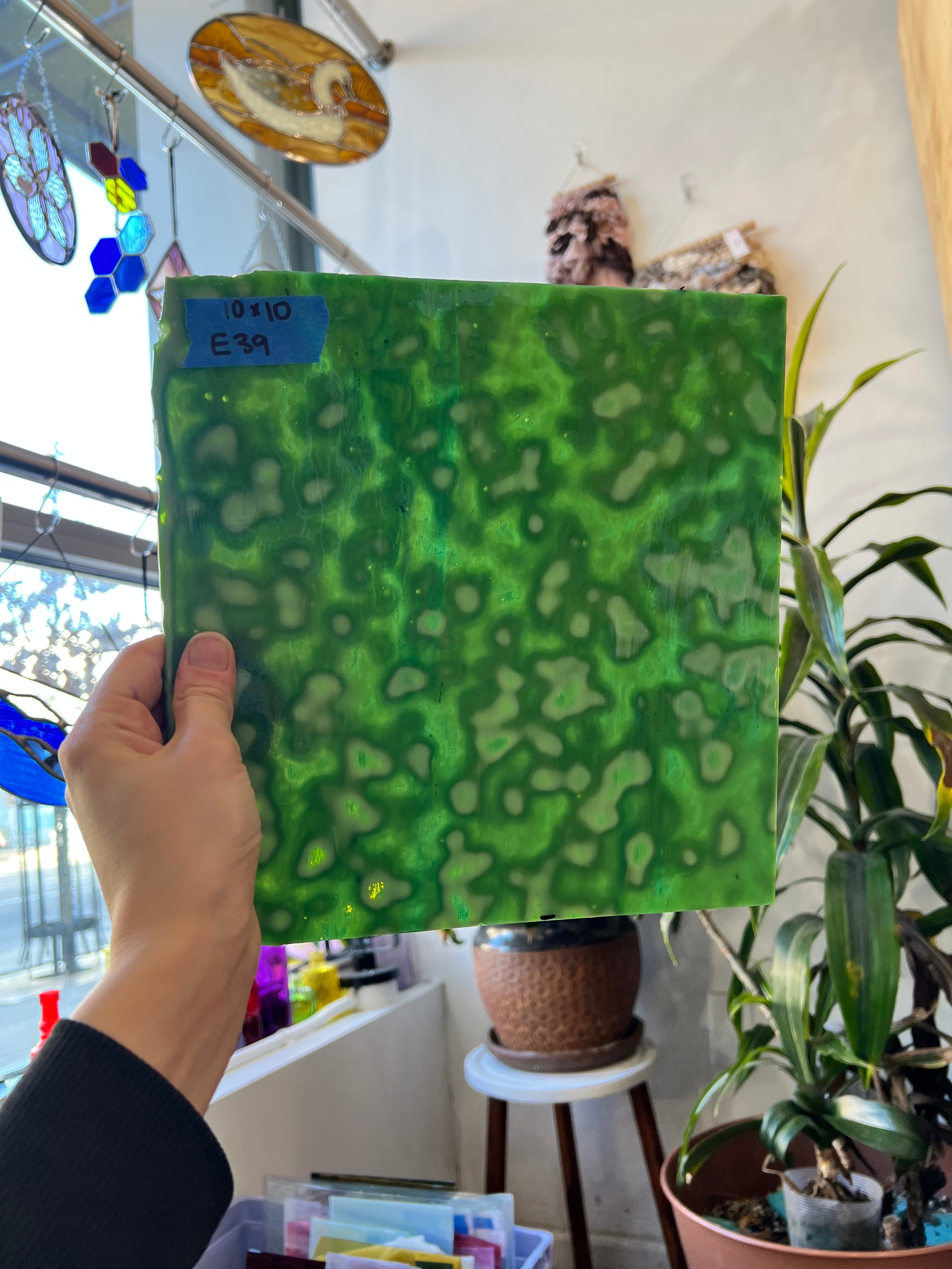 Dark Green Mottled Oceana Sheet Glass Colorado Glassworks