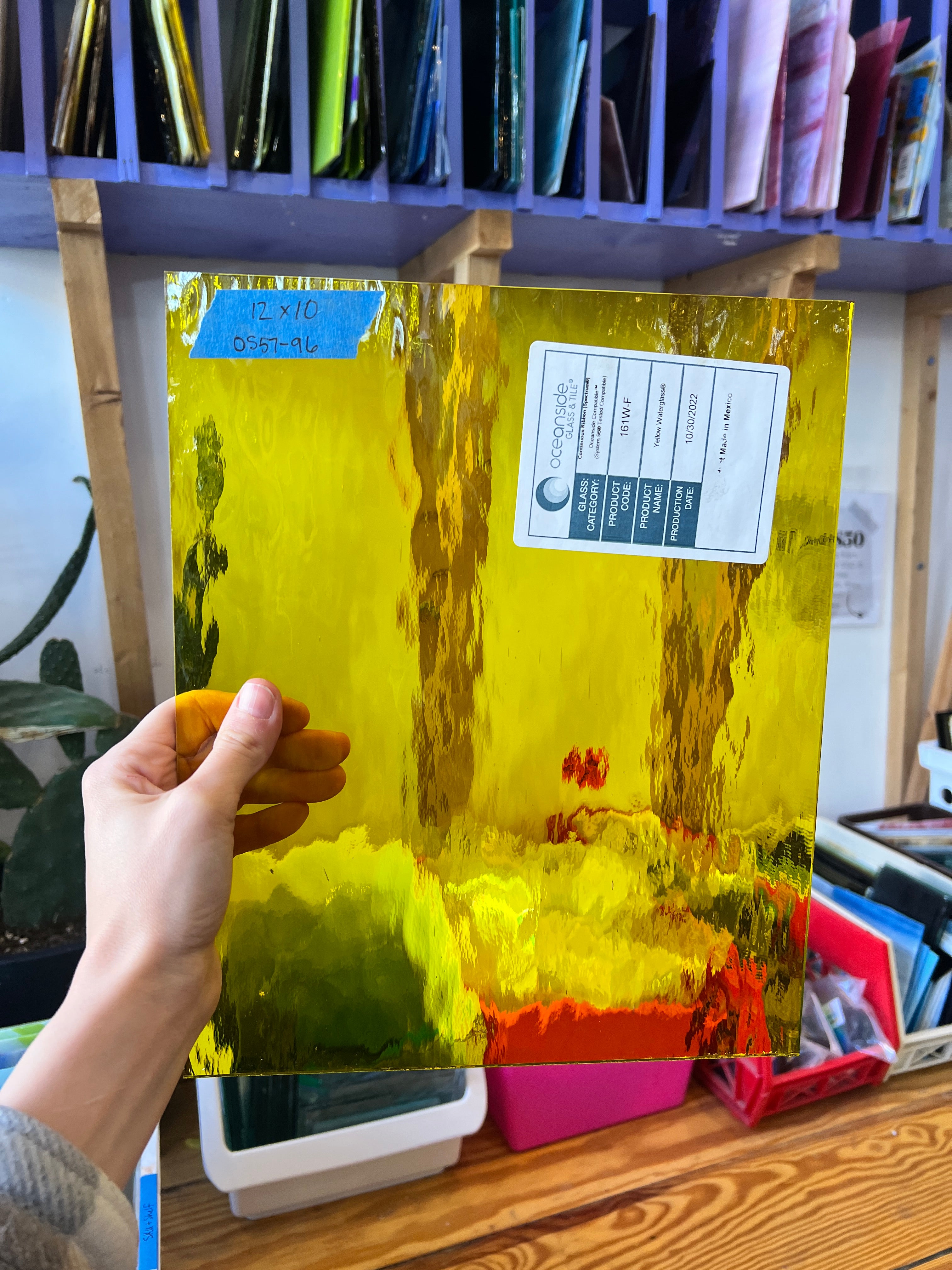 Yellow Waterglass Oceanside Fusible 96 COE Sheet Glass Colorado Glassworks   