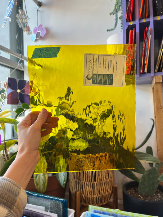 Yellow Waterglass Oceanside Fusible 96 COE Sheet Glass Colorado Glassworks OS57-96 (12x10in)  