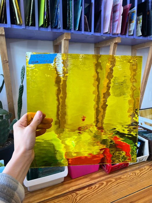 Yellow Waterglass Oceanside Fusible 96 COE Sheet Glass Colorado Glassworks   