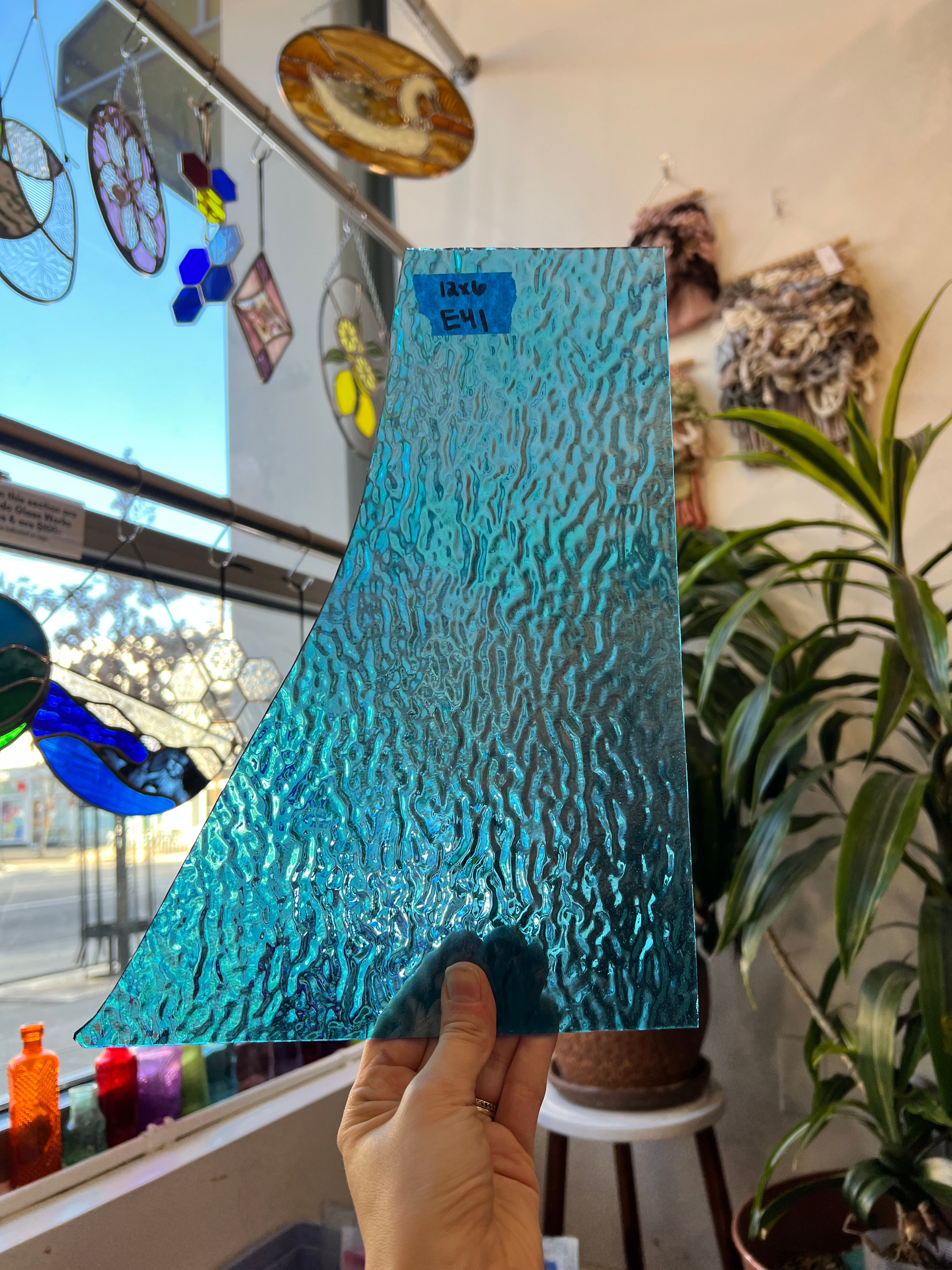 Iridescent Blue Ripple Wissmach Sheet Glass Colorado Glass Works