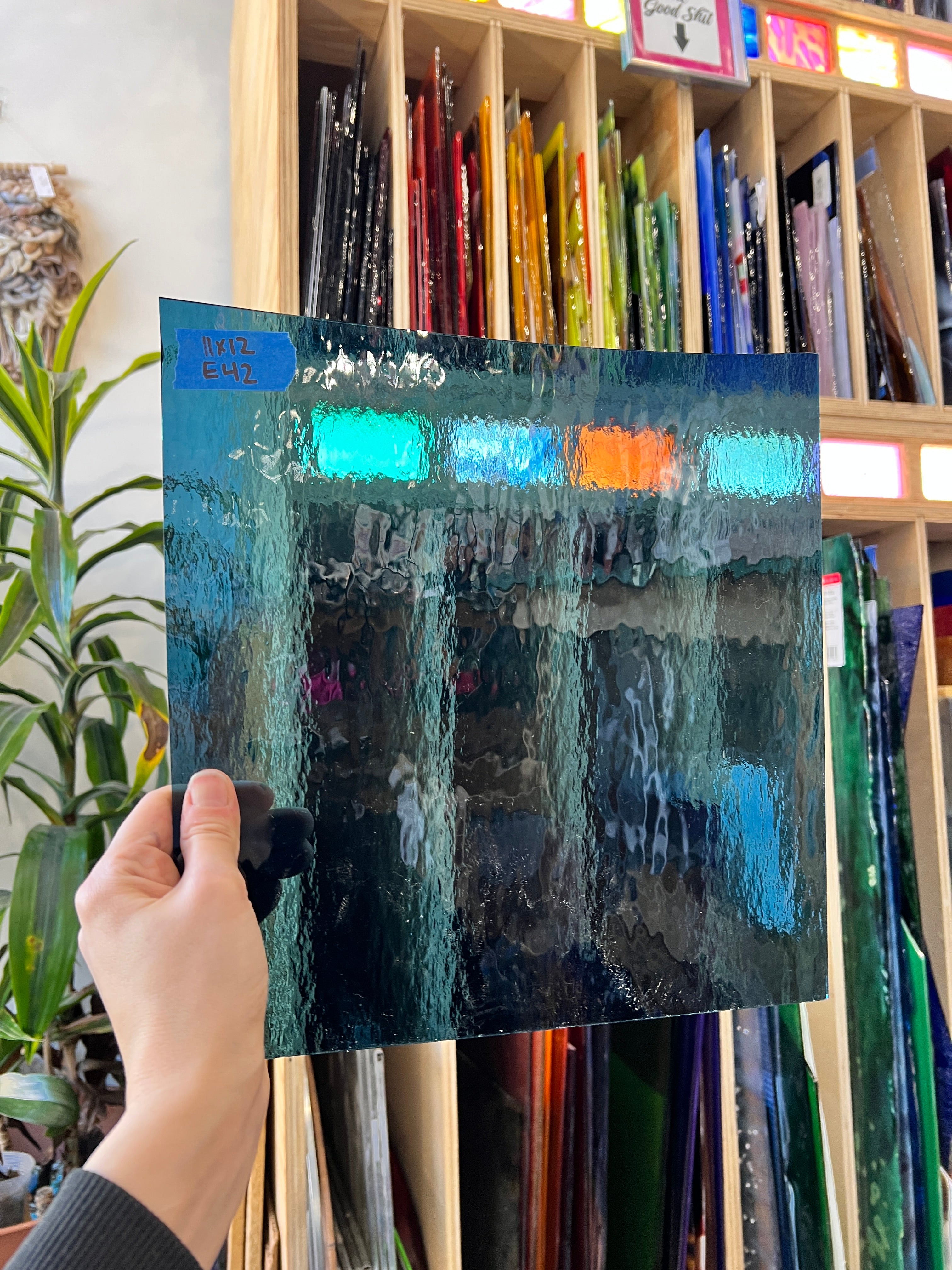 Steel Blue Rough Rolled Sheet Glass Colorado Glassworks