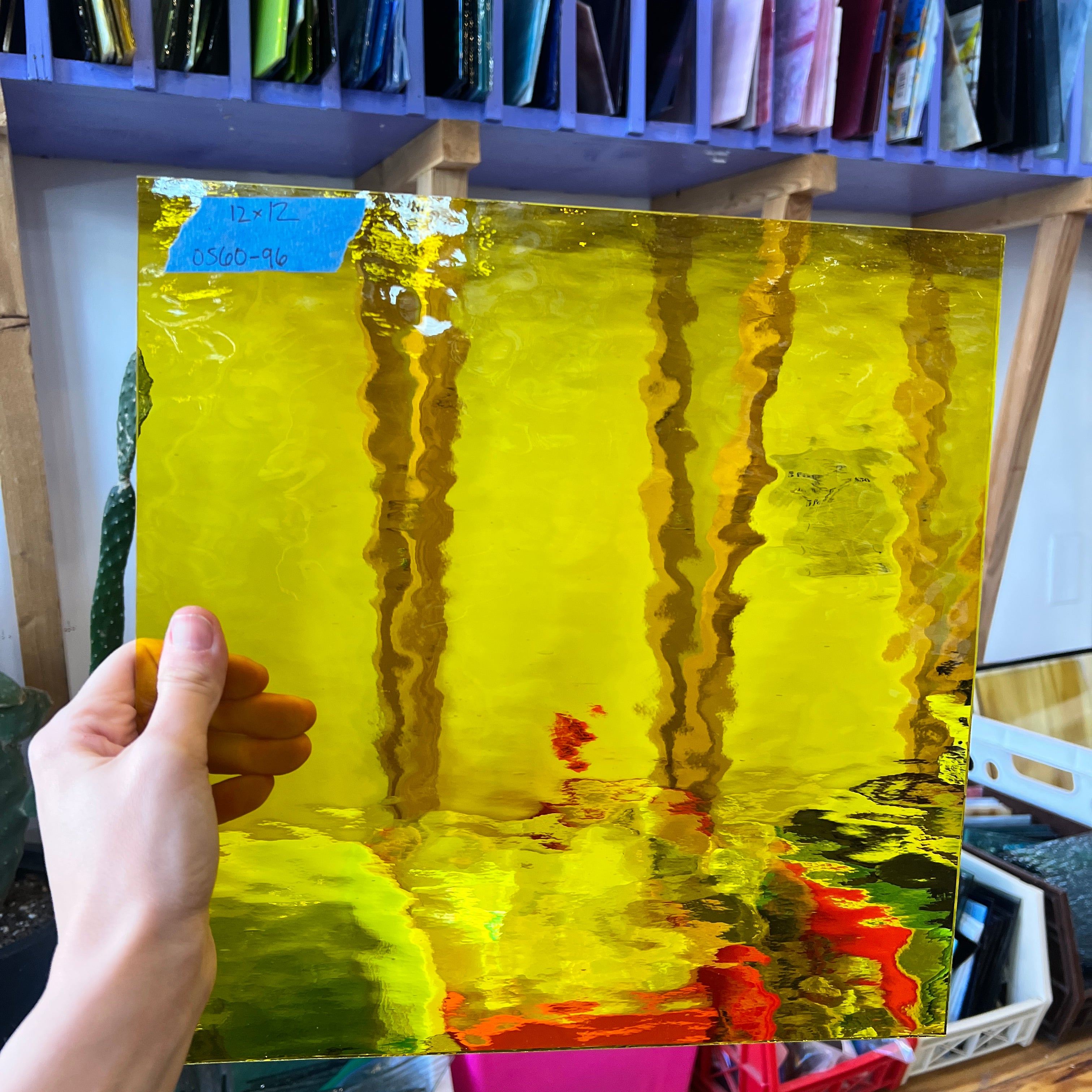 Yellow Waterglass Oceanside Fusible 96 COE Sheet Glass Colorado Glassworks   