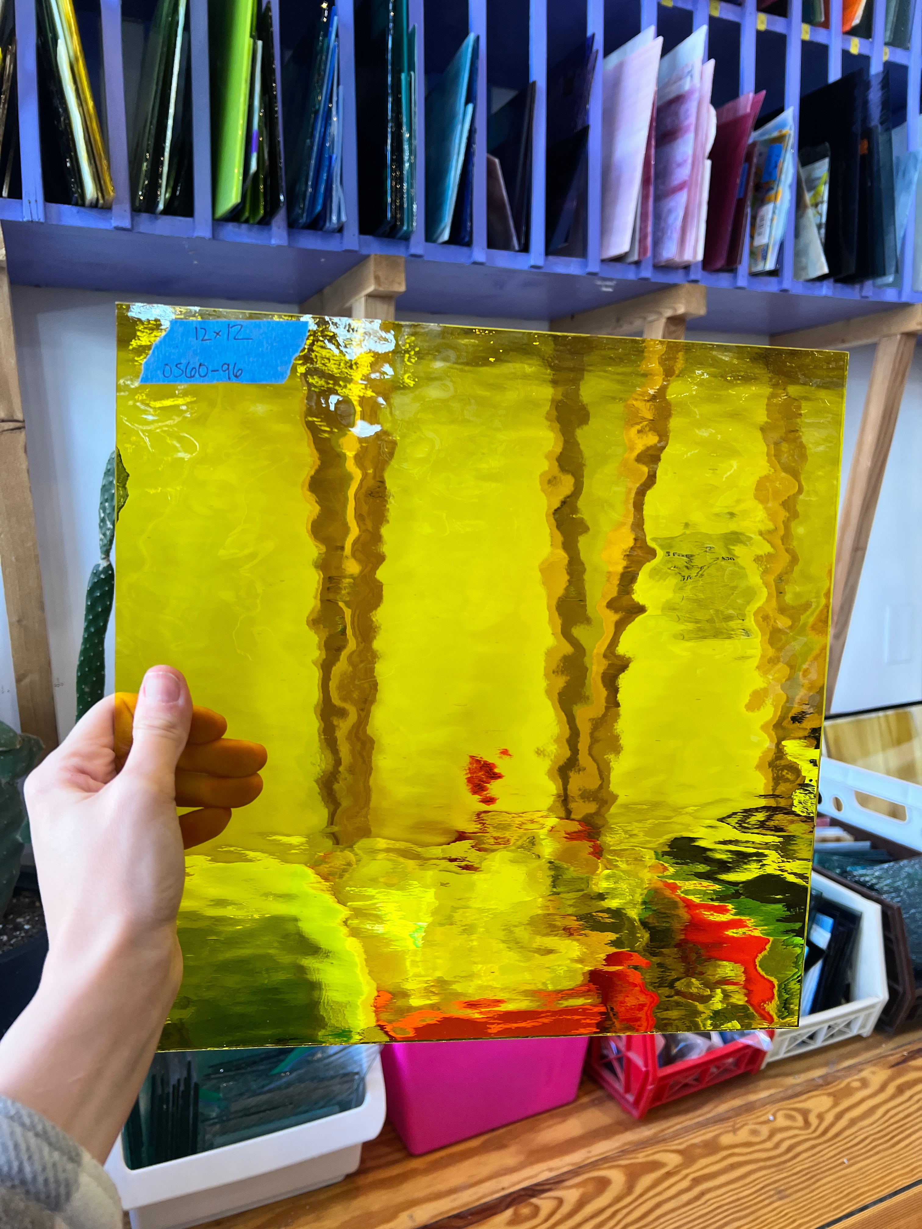 Yellow Waterglass Oceanside Fusible 96 COE Sheet Glass Colorado Glassworks   