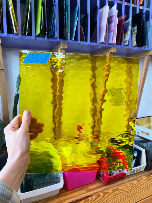 Yellow Waterglass Oceanside Fusible 96 COE Sheet Glass Colorado Glassworks   