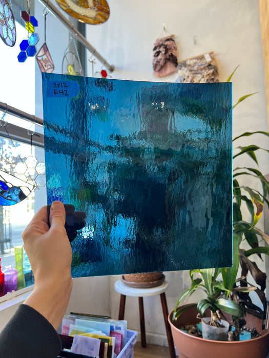 Steel Blue Rough Rolled Sheet Glass Colorado Glassworks