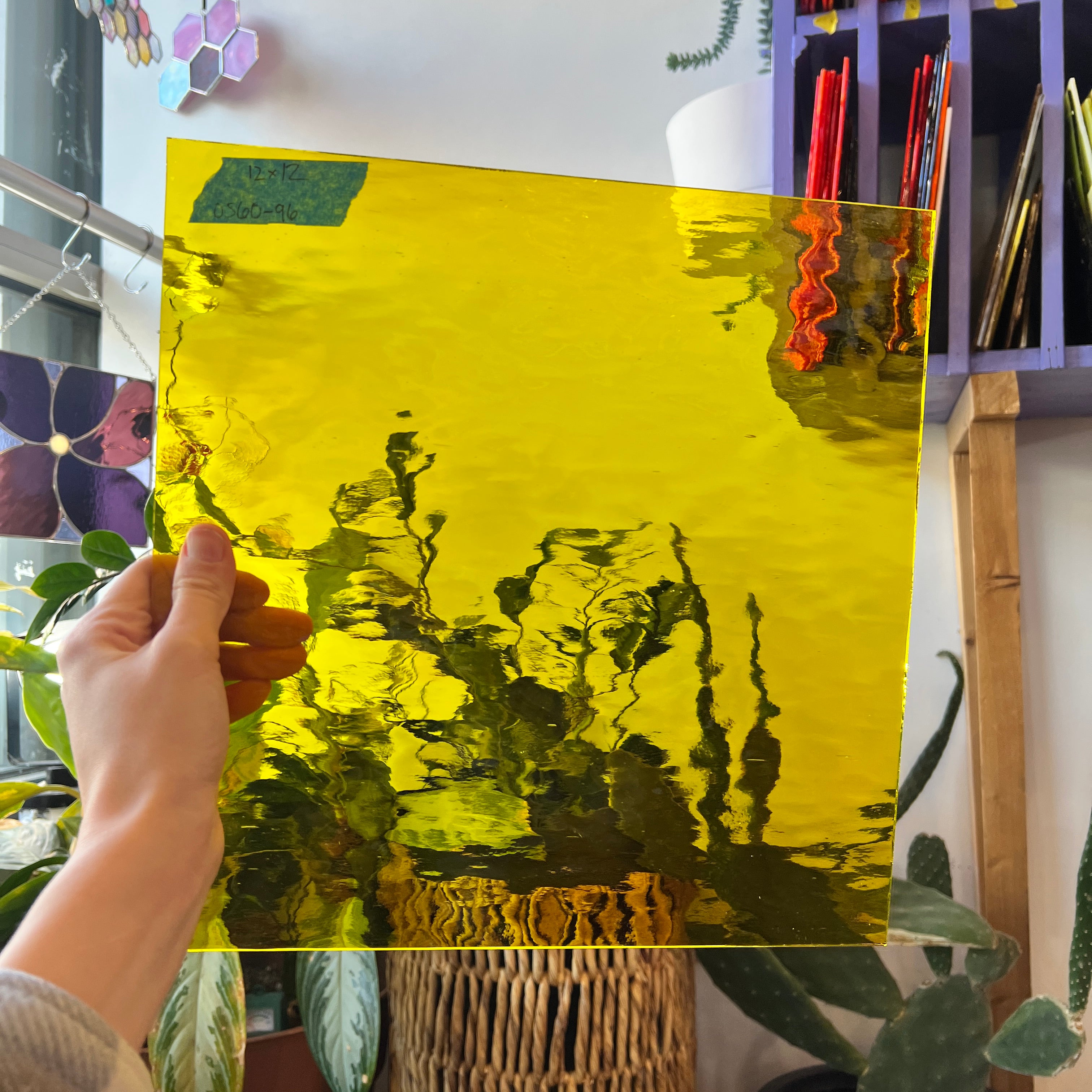 Yellow Waterglass Oceanside Fusible 96 COE Sheet Glass Colorado Glassworks OS60-96 (12x12in)  