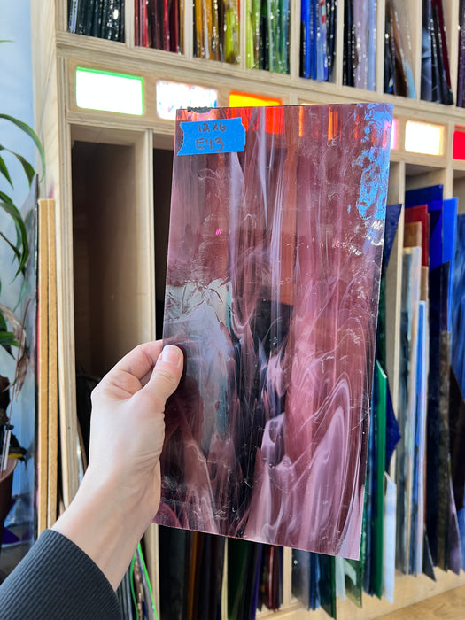 Vintage Dark Purple Wispy Spectrum Sheet Glass Colorado Glassworks