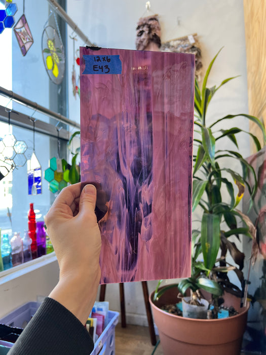 Vintage Dark Purple Wispy Spectrum Sheet Glass Colorado Glassworks