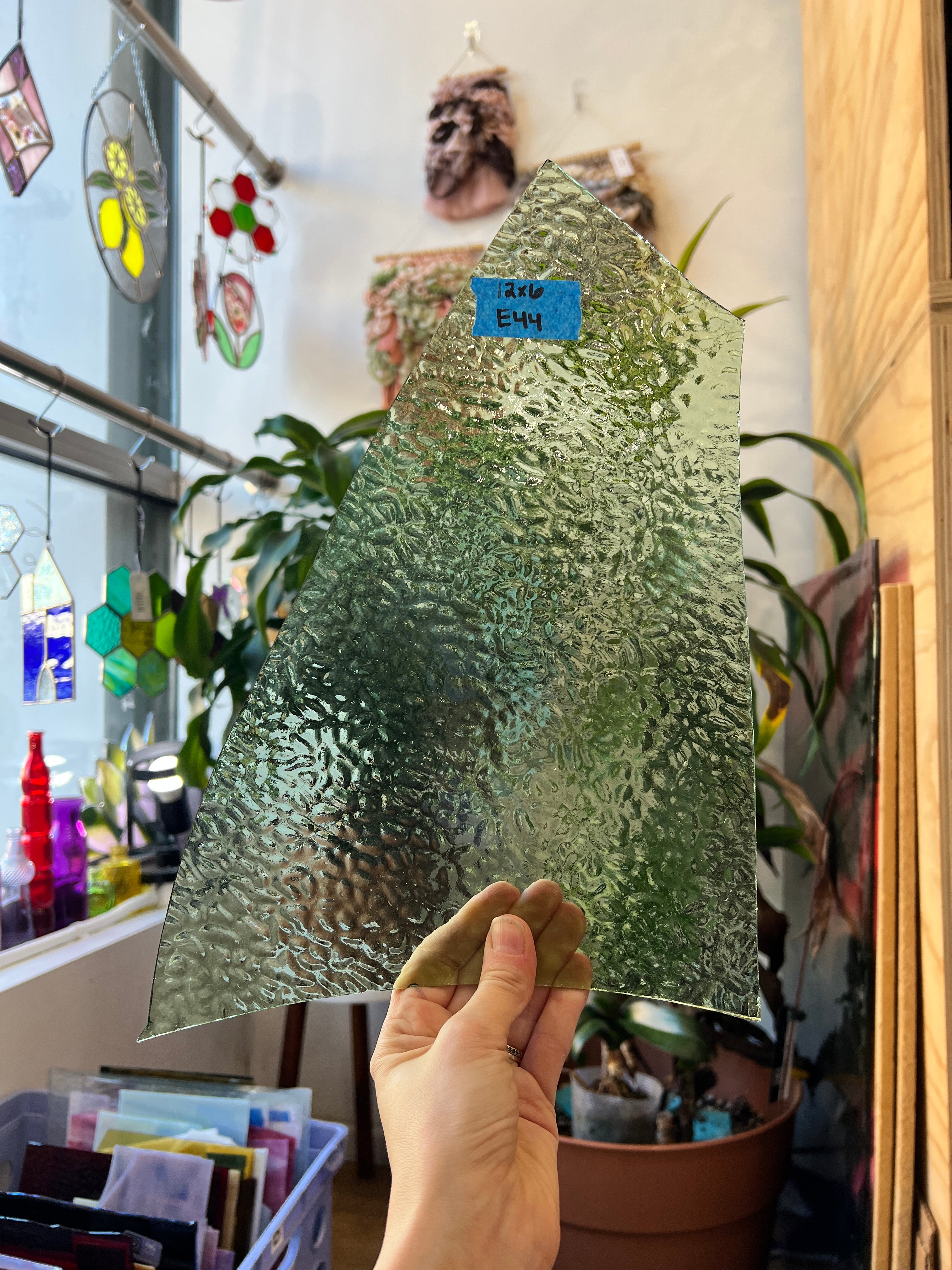 Pale Green English Muffle Wissmach Sheet Glass Colorado Glassworks