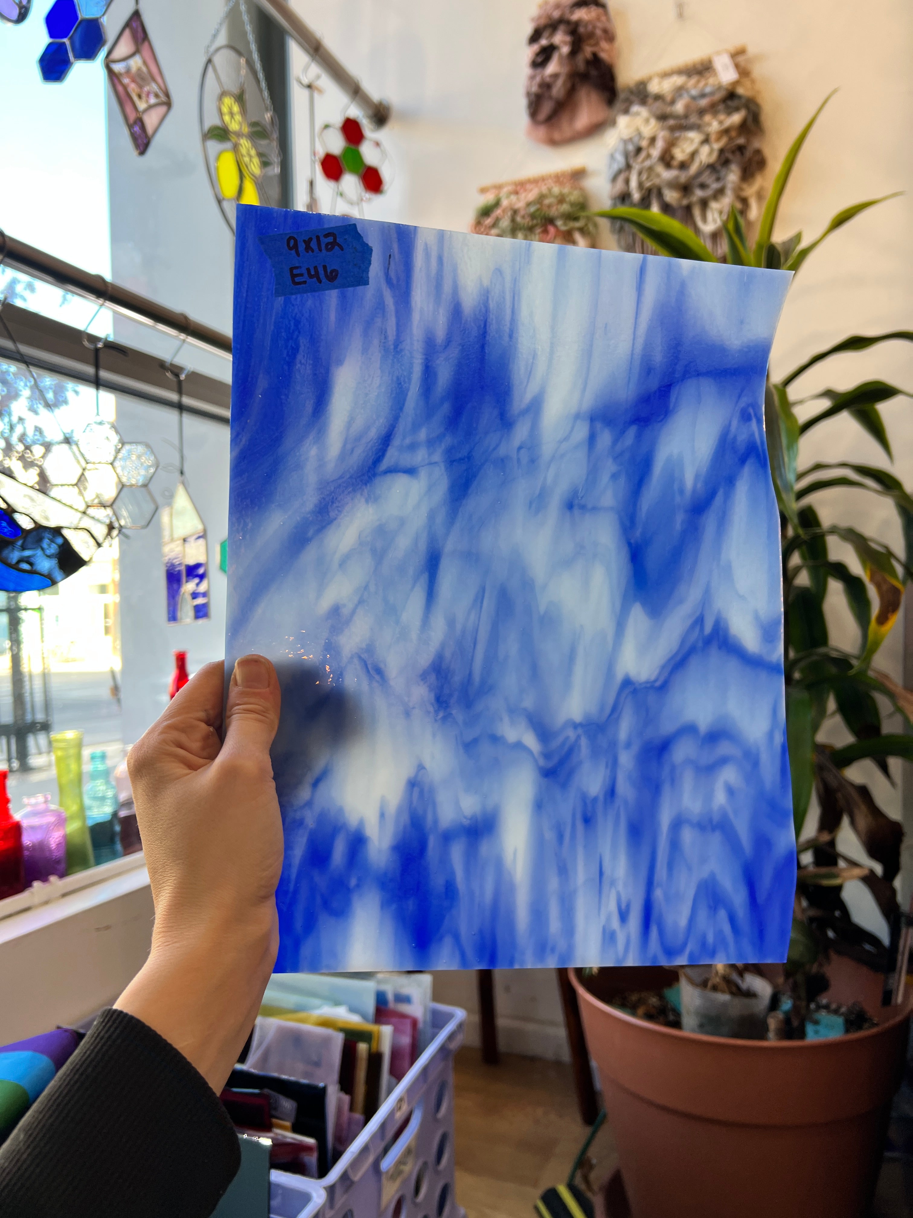 Blue White Wispy Youghiogheny Sheet Glass Colorado Glass Works