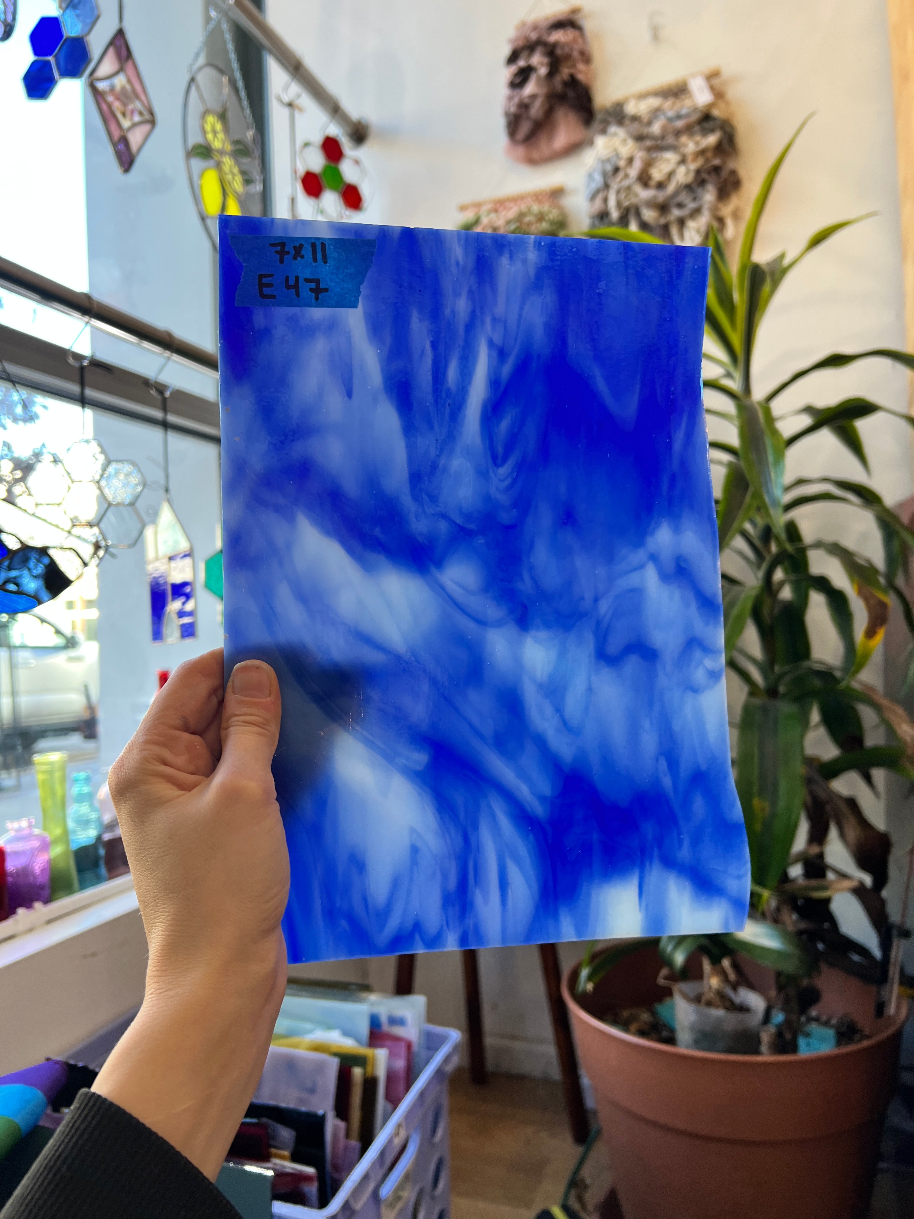 Blue White Wispy Youghiogheny Sheet Glass Colorado Glass Works